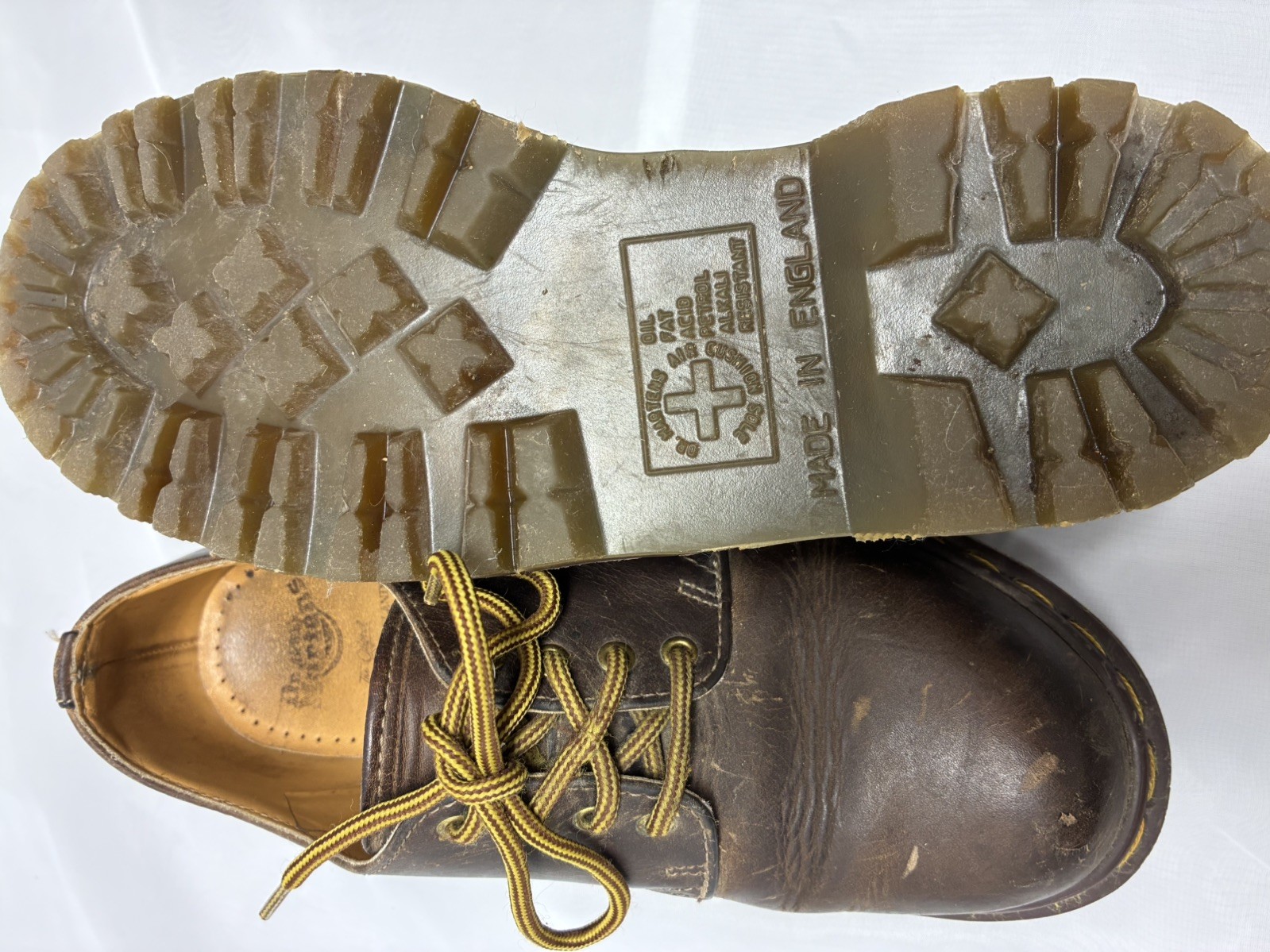 VTG Dr Martens Shoes Womens Size 4 Brown Leather Oxford 1561 Grunge Distressed