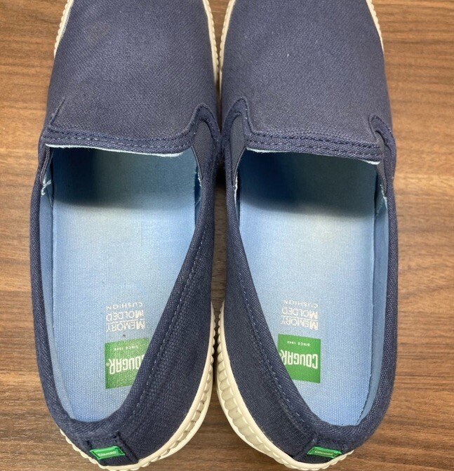Cougar Shoes Slip On Canvas 10 Blue Snap Comfort Memory Cushion
