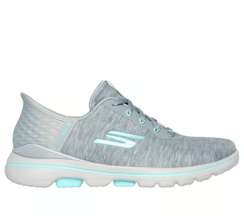 NEW WOMENS SKECHERS SLIP INS GO GOLF WALK 5 SLIP INS Gray Aqua MESH Shoes