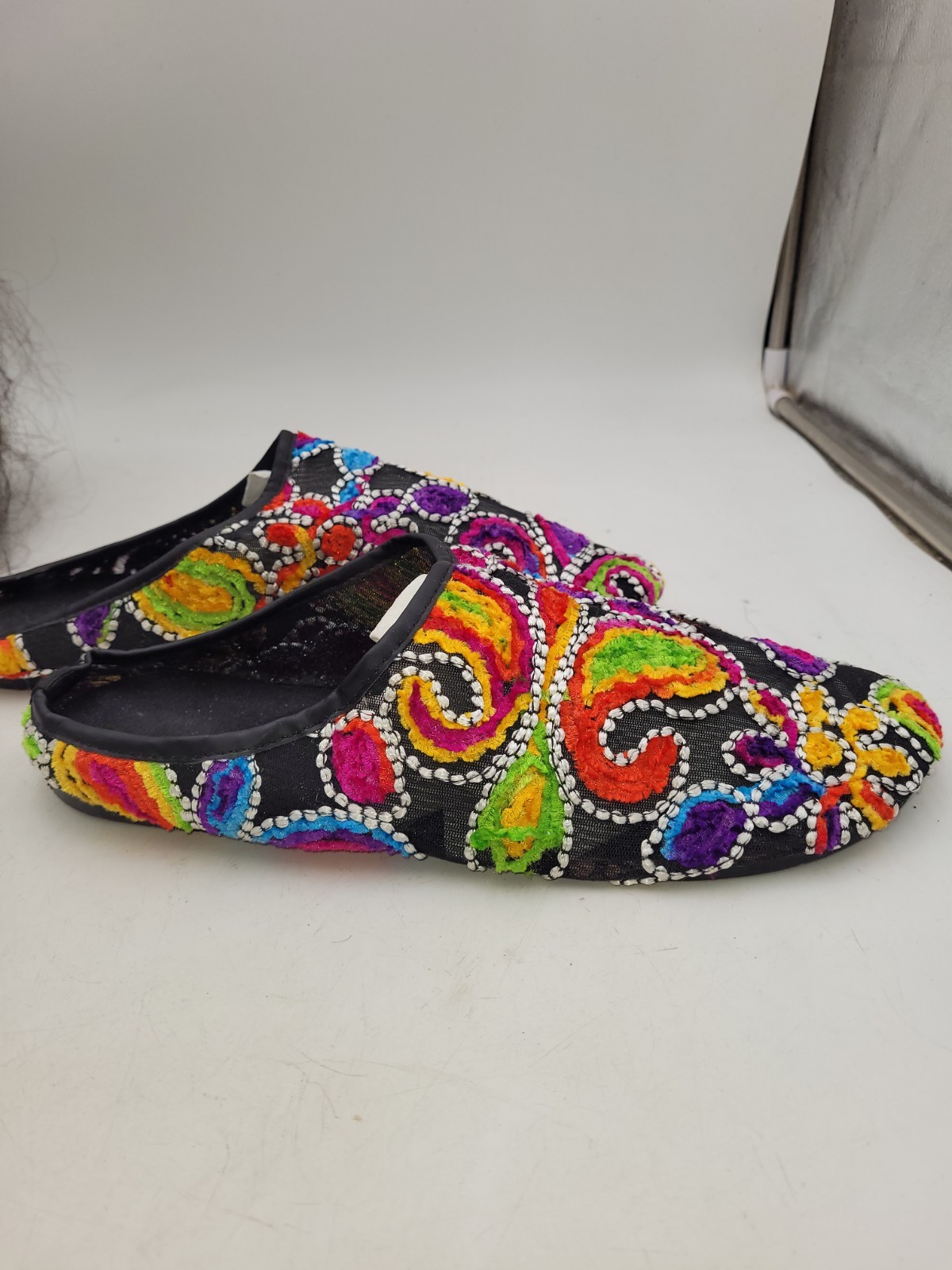 Boho Embroidered Floral Platform Slip On Shoes EU 42 US Women 11-11.5
