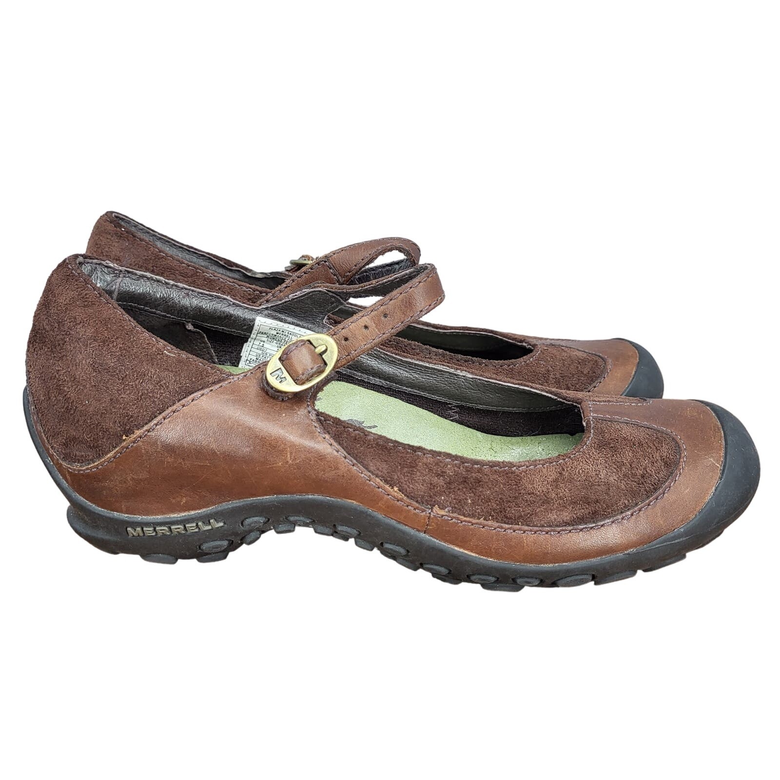 Merrell Mary Jane Shoes Womens 7.5 Brown Leather Plaza Saddle Comfort Shoes