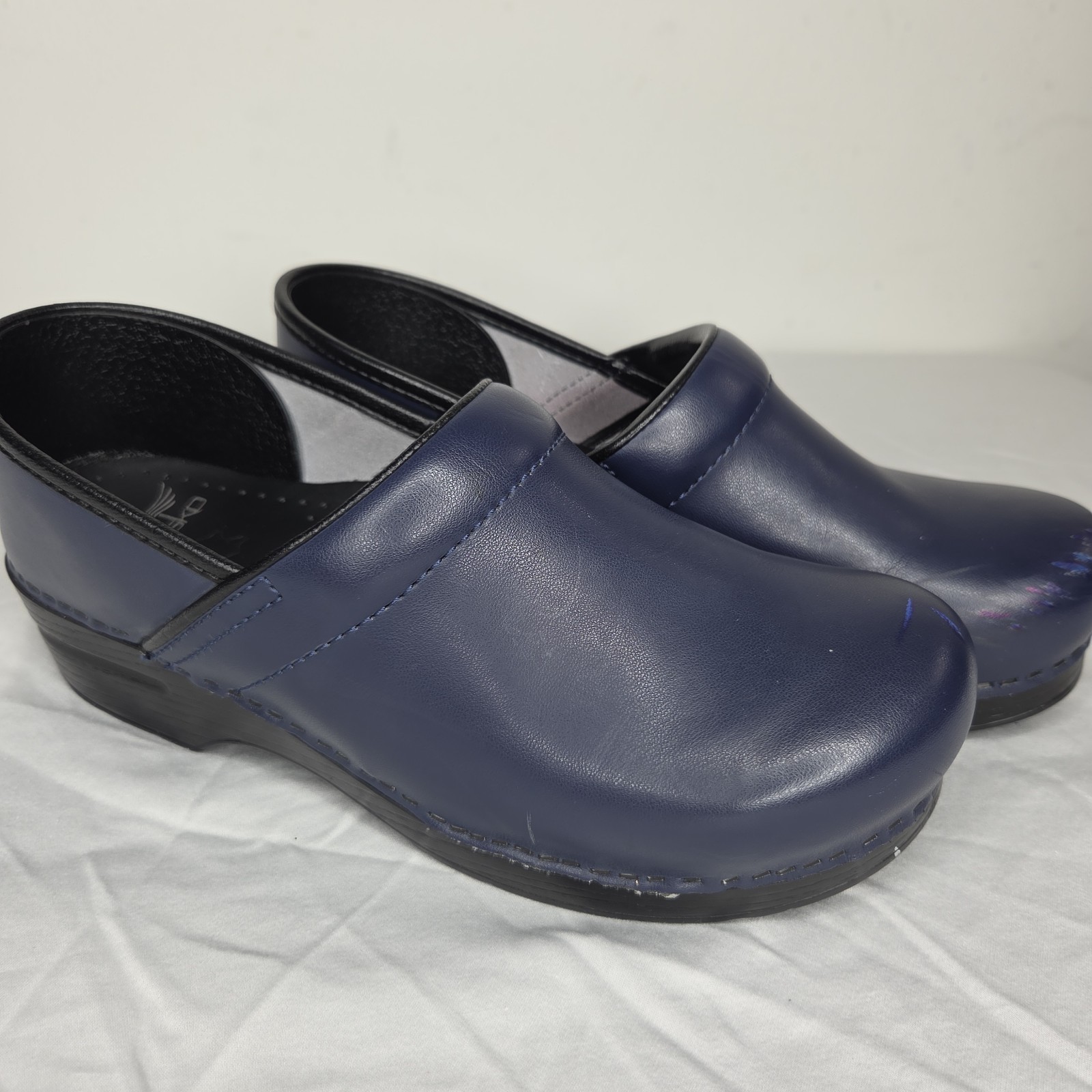 Dansko Womens 41 / 10.5-11 Navy Blue Leather Professional Clogs Shoes