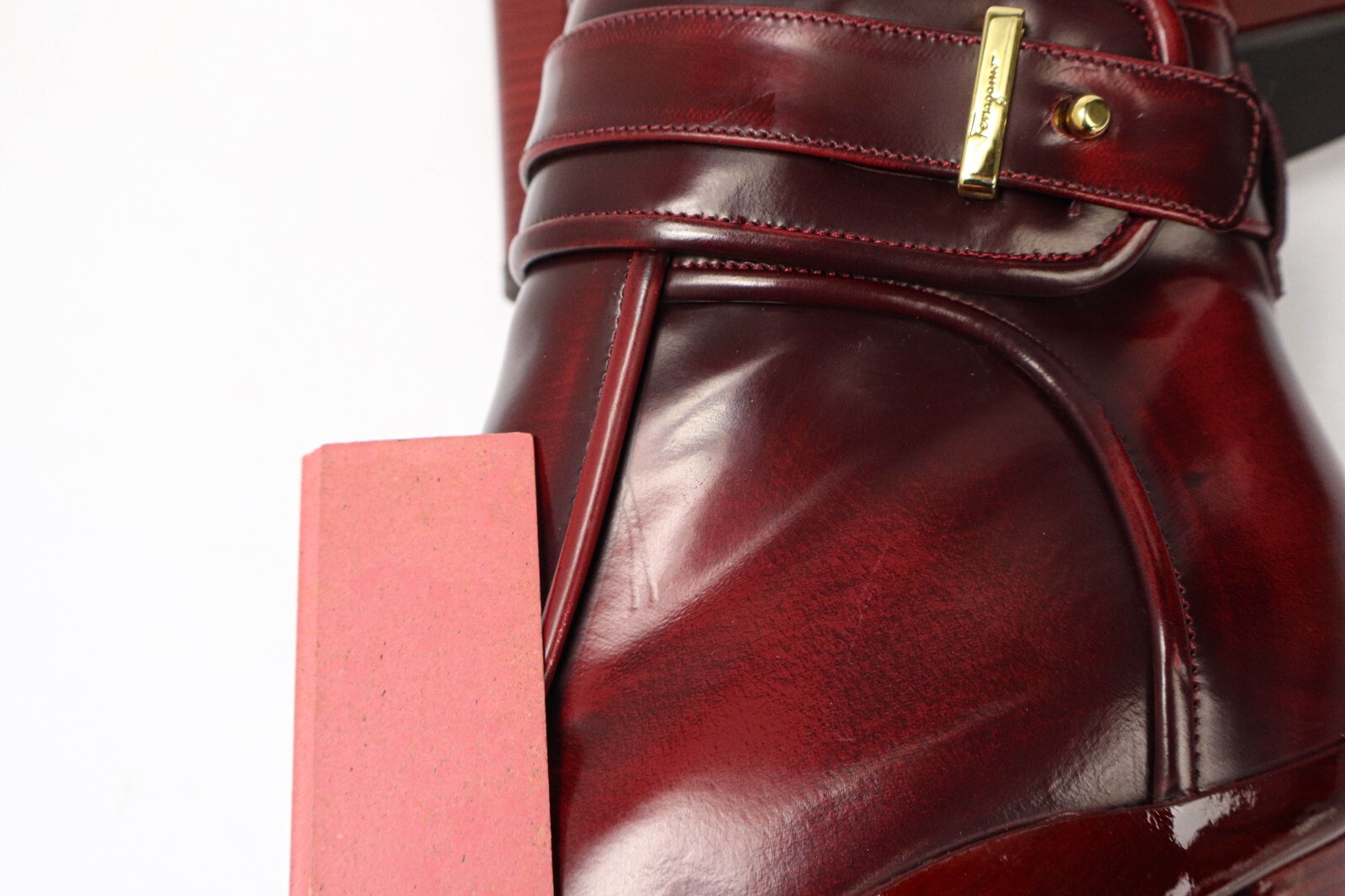 Salvatore Ferragamo Shoes Womens (UK) 4.5 Burgundy Leather Ankle High Heel