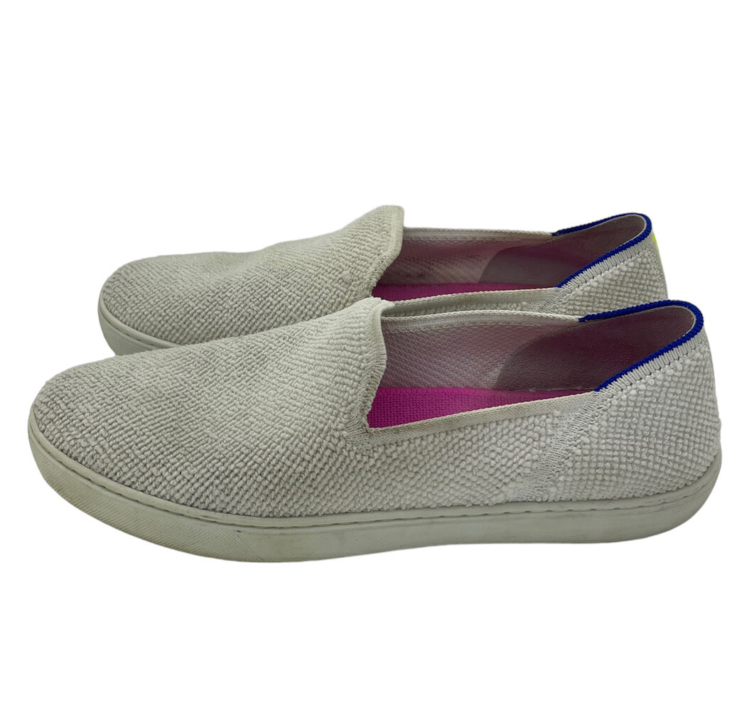 Rothy’s The Sneakers Women’s Size 10.5 White Terry Cloth Slip On Comfort Shoes