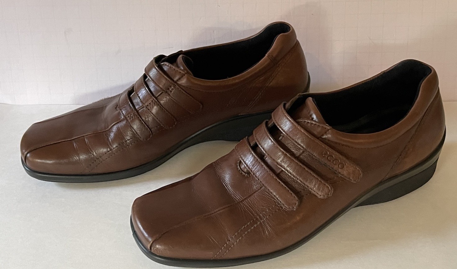Ecco Casual Wedge Loafers Women EU 40/ 9-9.5 US Brown Leather Walking Shoes