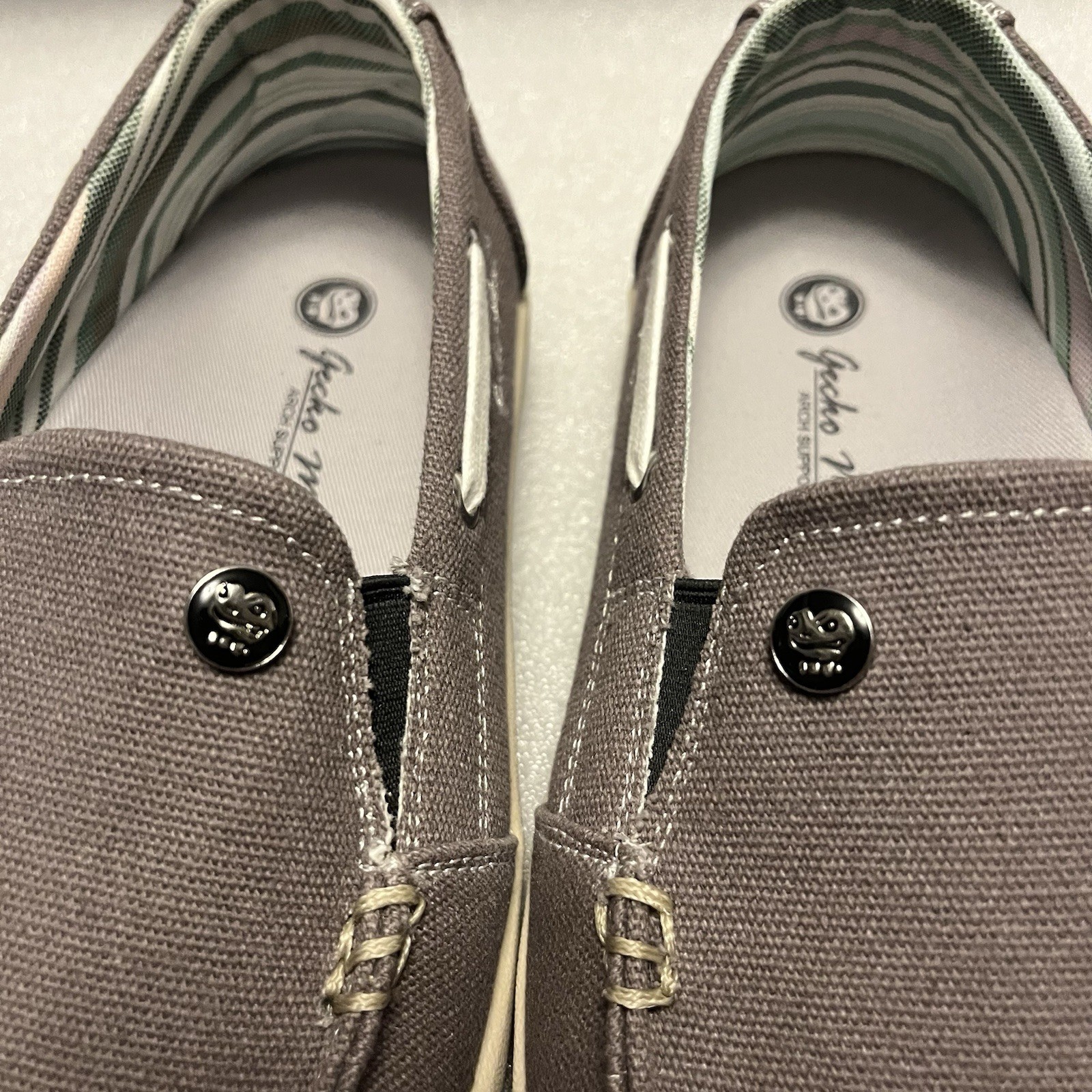 GECKO MAN Women’s Size 8 Orthotic Arch Support Canvas Slip On Loafer Shoes Gray