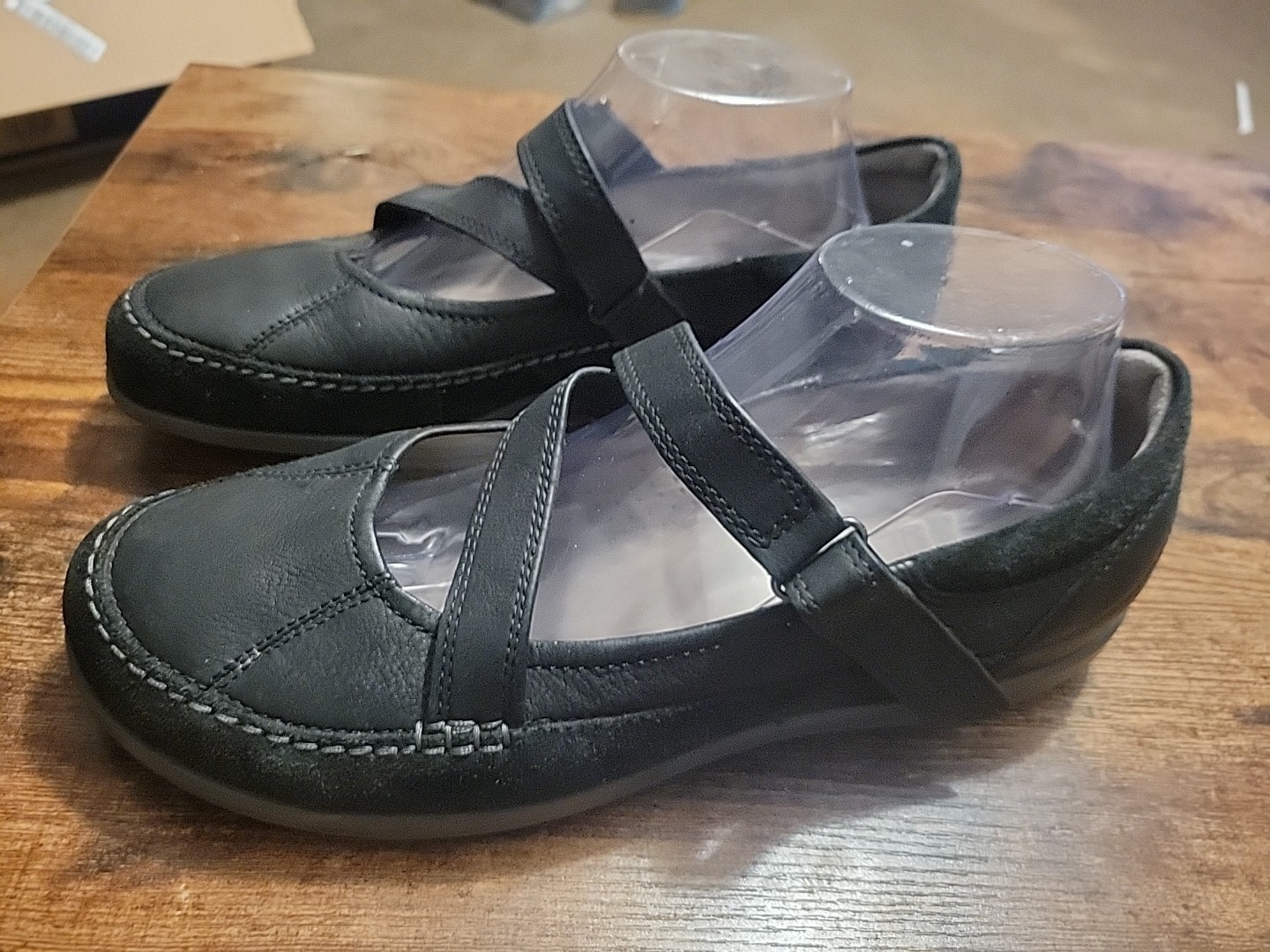 ECCO Cayla Mary Jane Shoes Size EU 42 Black Leather Suede Comfort Flat EUC