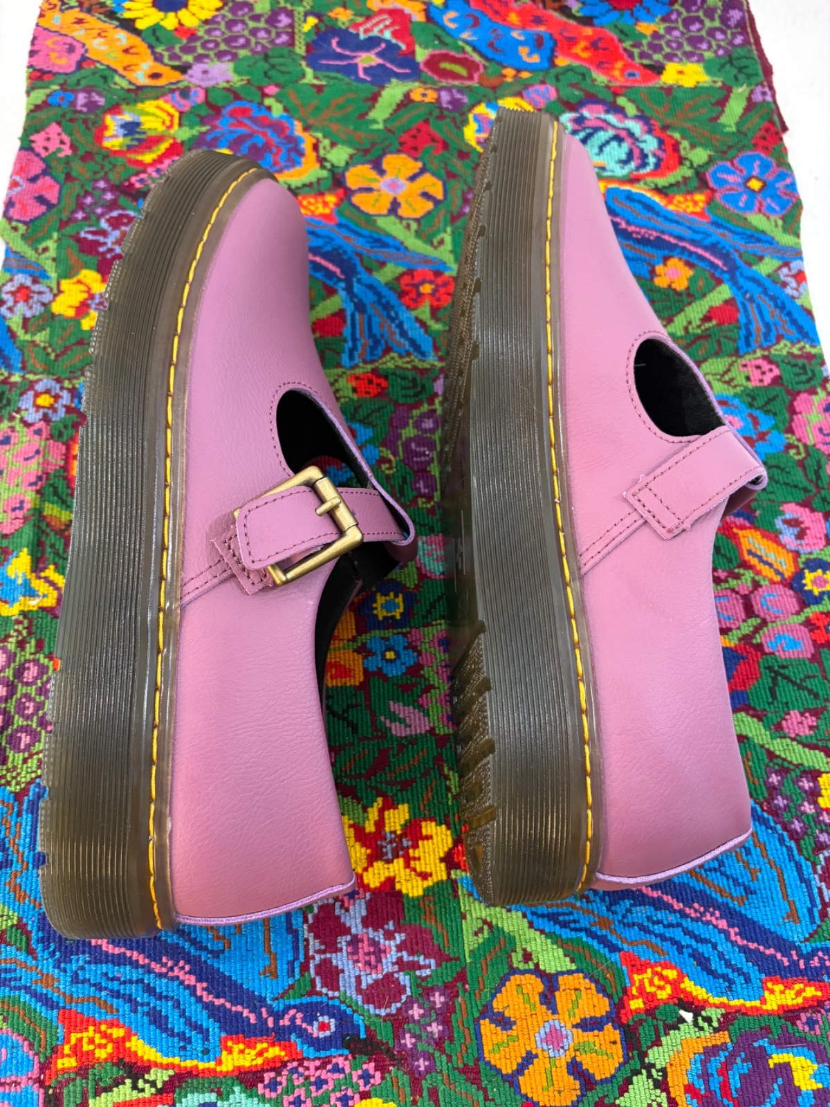 Doc Martens Women’s Pink Leather Zavala Mary Jane Buckle Hipster BOHO SZ 10 NWOB