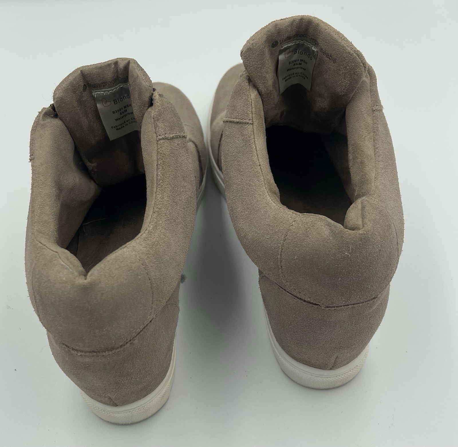 Blonde Glenda Waterproof Suede Zip Up Hidden Wedge Heel Sneaker Sz 8.5M