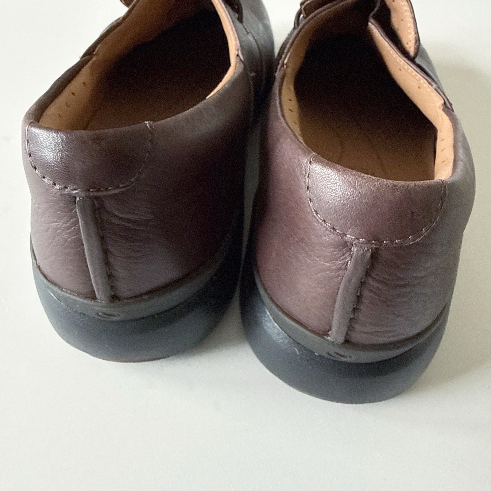 Clarks Unstructured Brown Leather Shoes Un Loop 2 Walk Size 11M Slip On Comfort