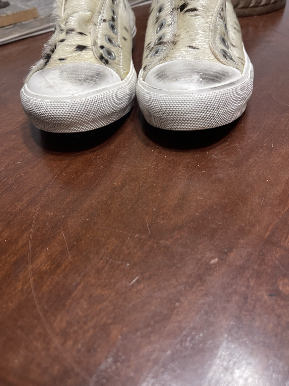 Naughty Monkey Cowhide Distressed Sneakers Wildlife Pony Hair Slip On Casual 7.5