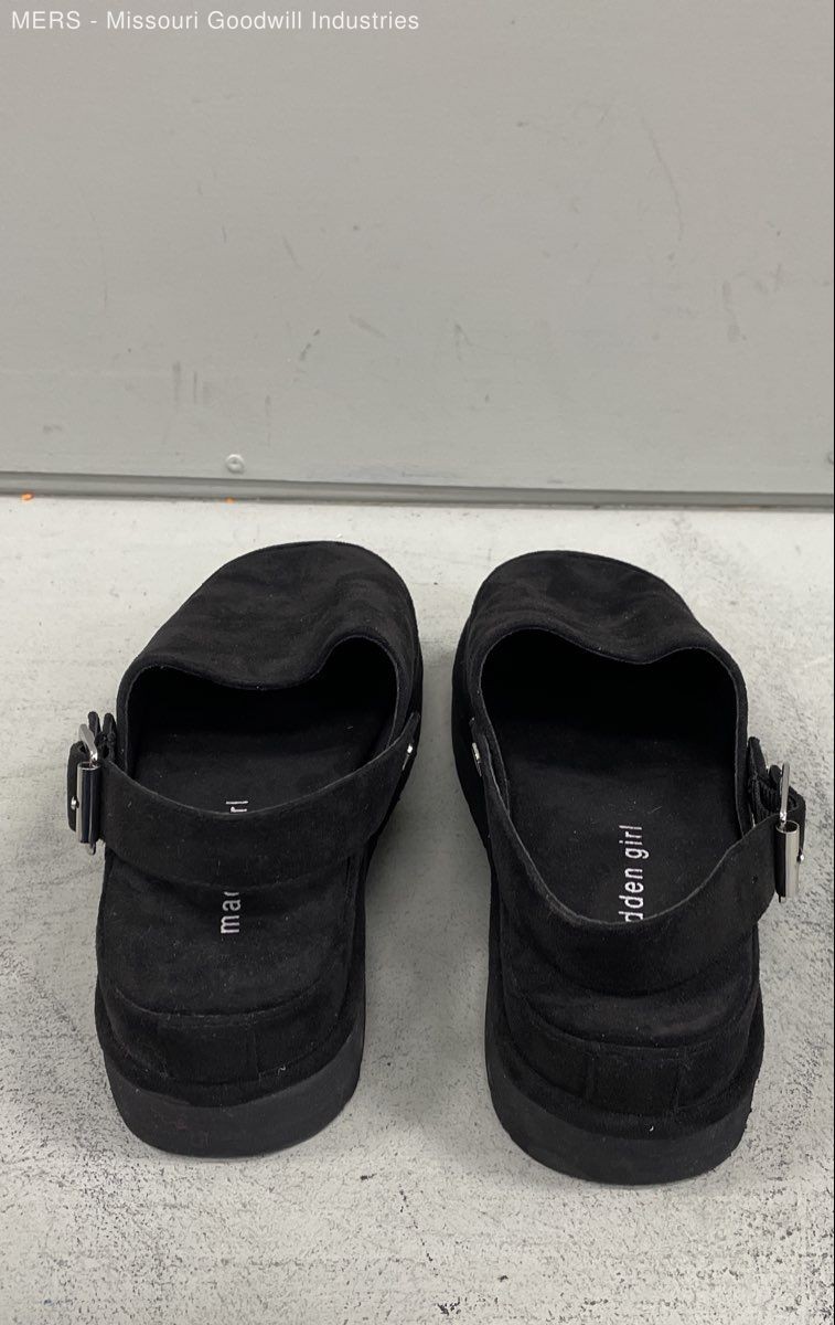 Madden Girl Grahamm Black Suede Textile Platform Backstrap Clogs Women’s Size 9