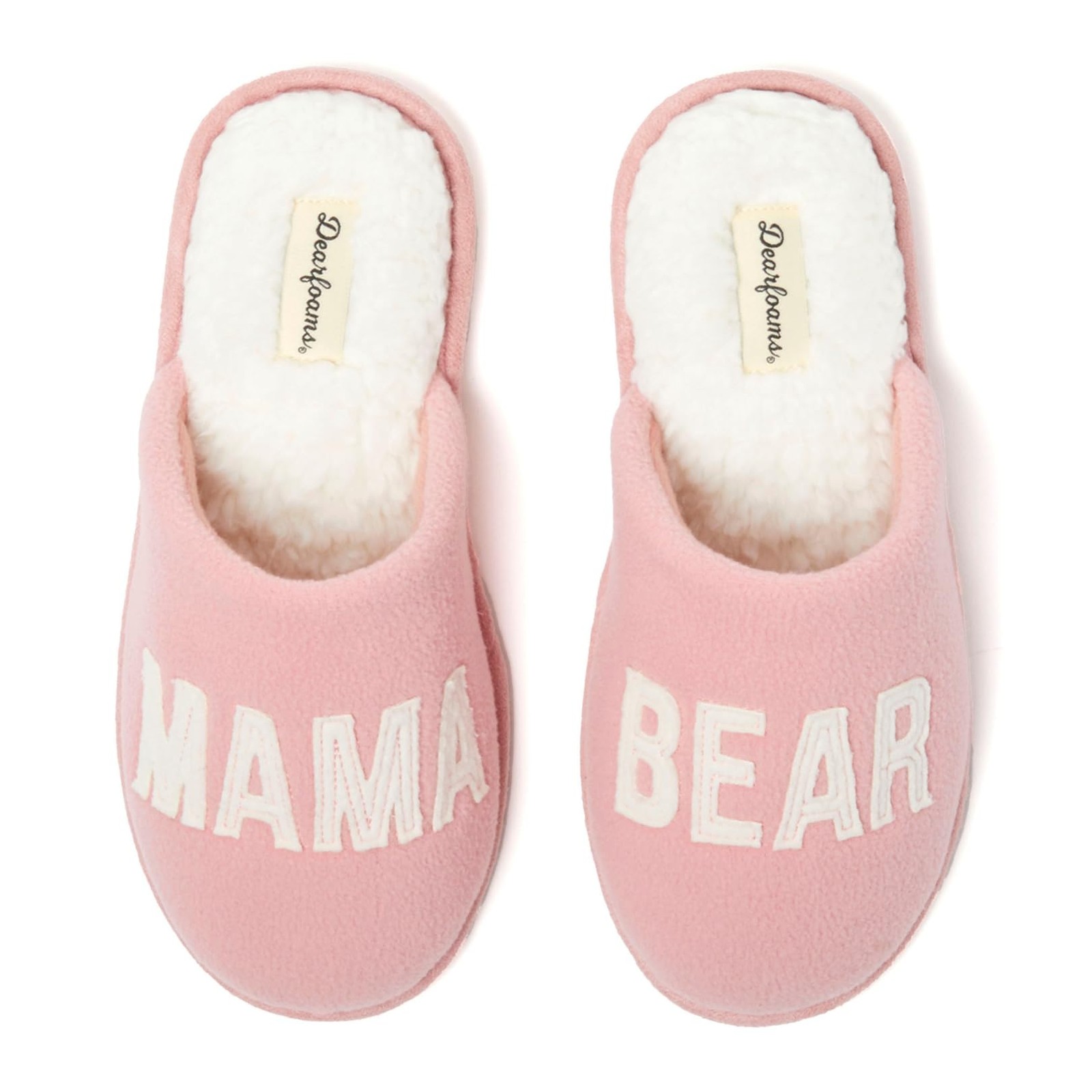 Dearfoams Women’s Mama Bear Slipper, Blush, Medium 7-8, Blush Pink Fleece