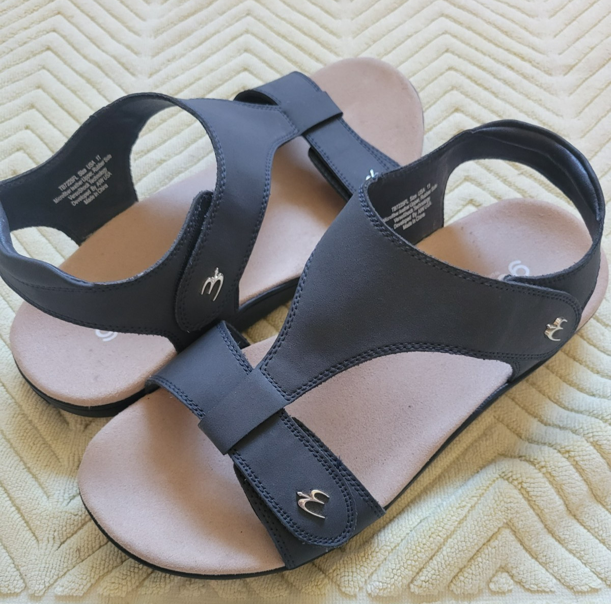 Gdefy Sandals Blue Dyvor VersoShock Orthotic Hook Loop T Strap Comfort SIZE 11 .