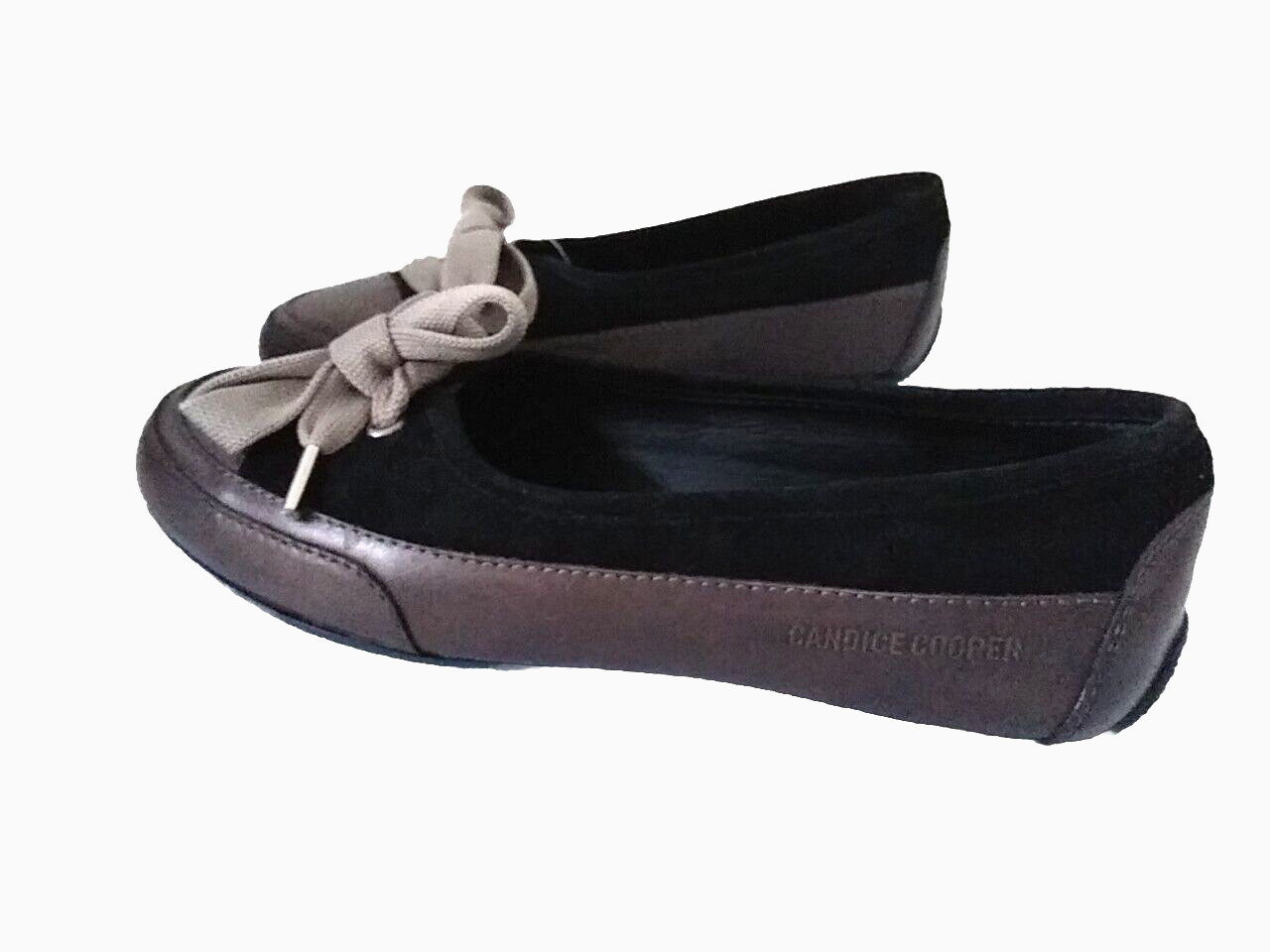 CANDICE COOPER Candy Bow Sneaker Ballet Flat Brown/Black Leather+Suede (5) NWOB
