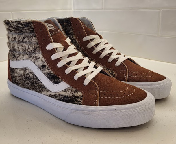 Vans X Urban Outfitters Exclusive Sk8 Hi Cow Brown White Womens size 9 Luxury