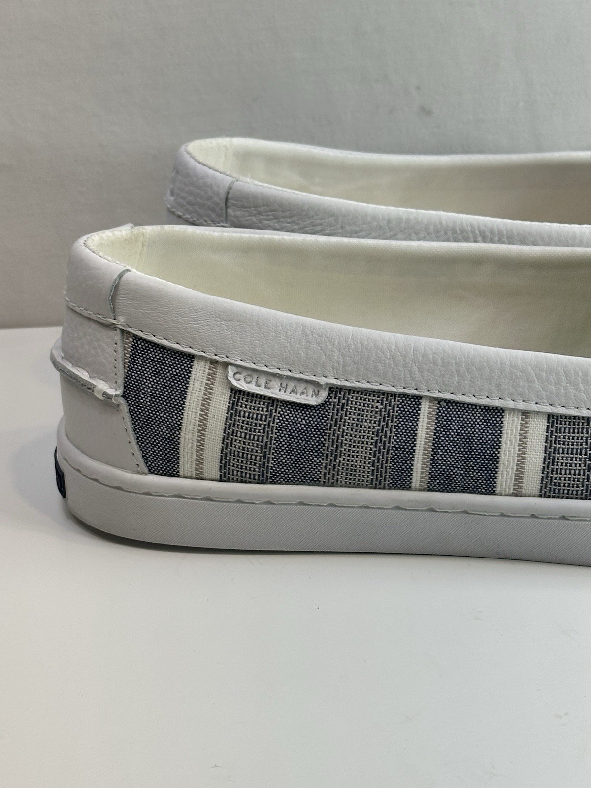Cole Haan Blue White Striped Slip On Loafers Womens 10B Nantucket Coastal NWOB