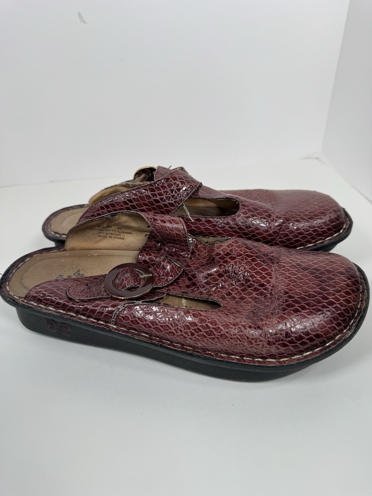 Allegria PG Lite Clogs Slip-On Mule Work Shoes Size 40 US 10 Choco Snake Red