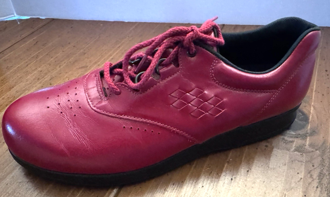 SAS Free Time Leather Lace Up Walking Shoes Sneakers – Women’s Size 10 N – Red