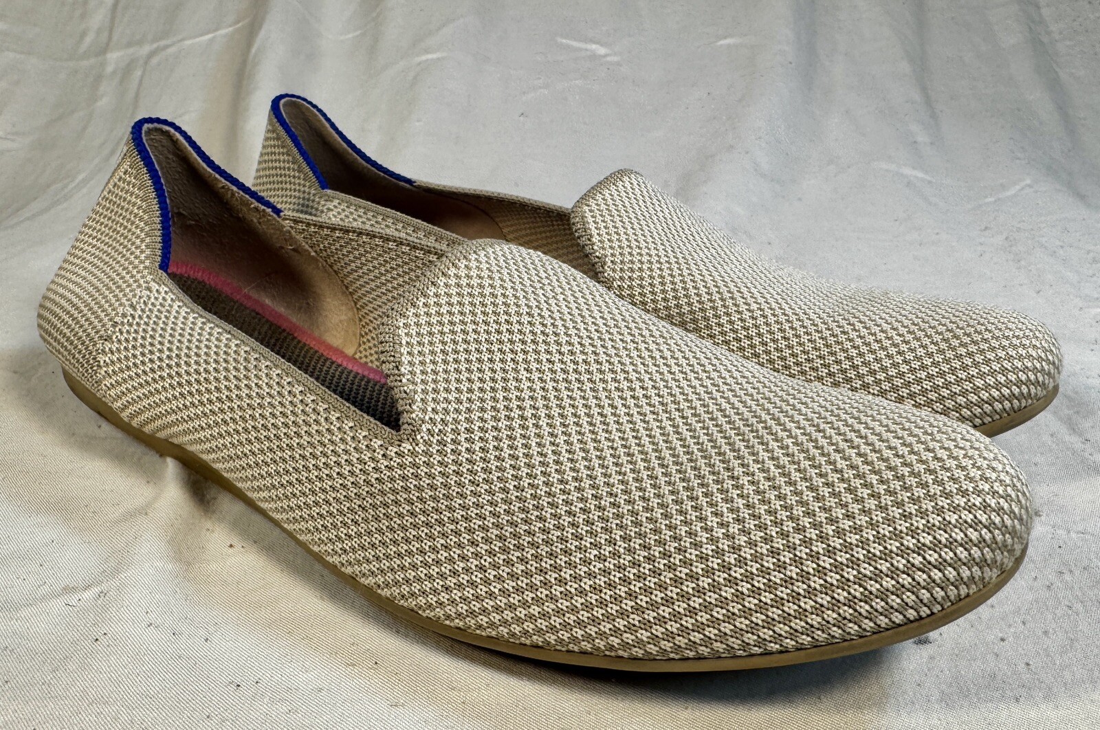 Rothy’s The Loafer 8 Ecru Beige Knit Sustainable Flat Shoe