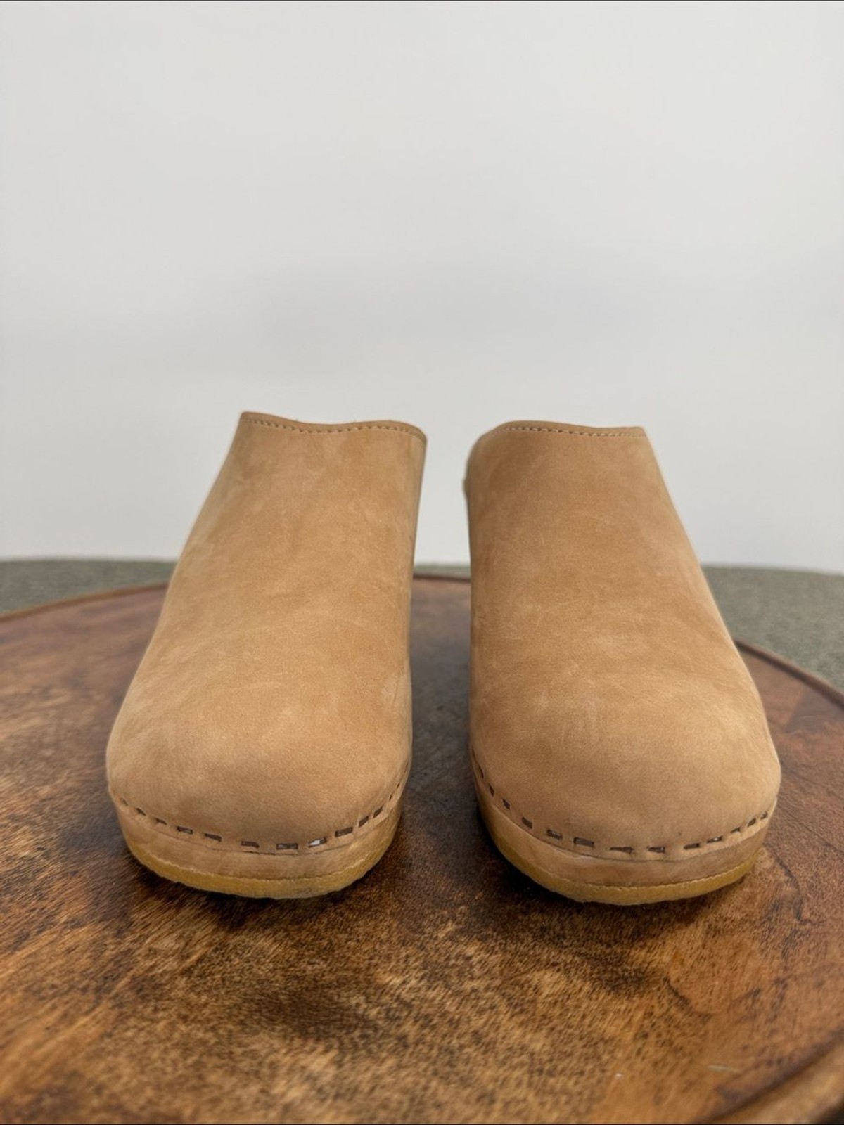 No 6 Shoes Wm 38 Wear in Good Health Bone Leather New School Clog Wedge Handmade