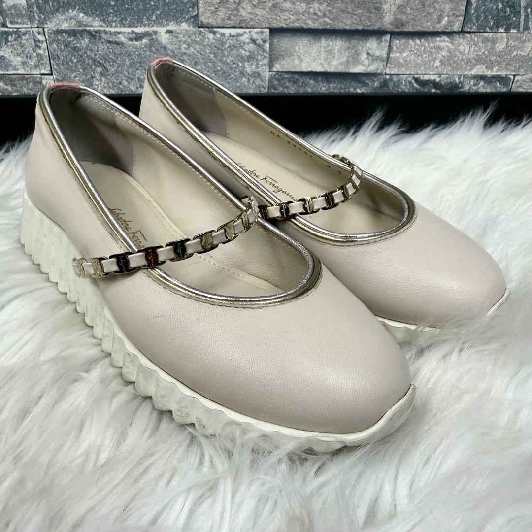 Salvatore Ferragamo Gancini Flat Shoes Mary Jane Black Size 4C