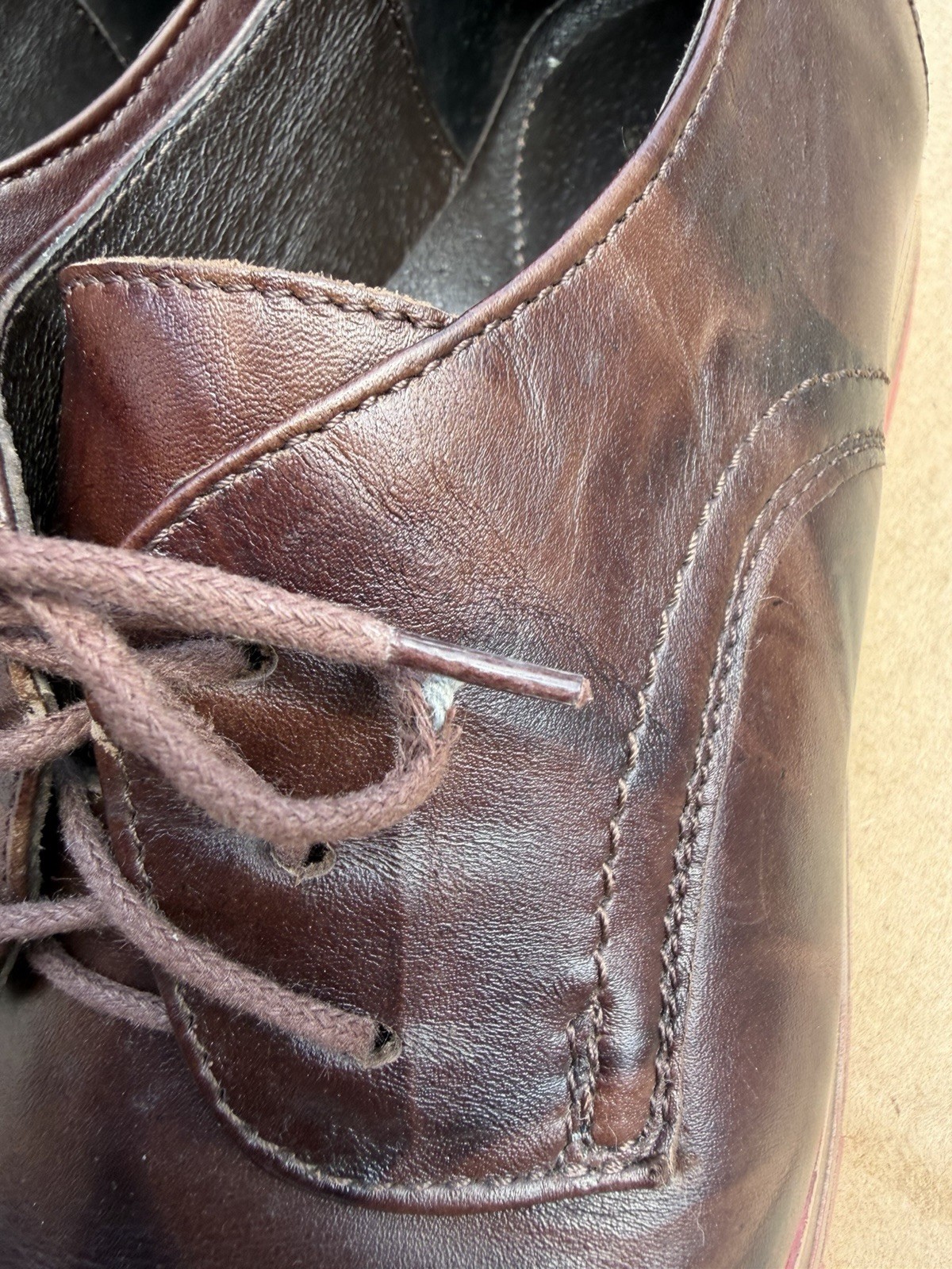 V Italia Gina 2 Oxford Shoes 38 7.5 Brown Bordeaux Leather Comfort Saddle Style