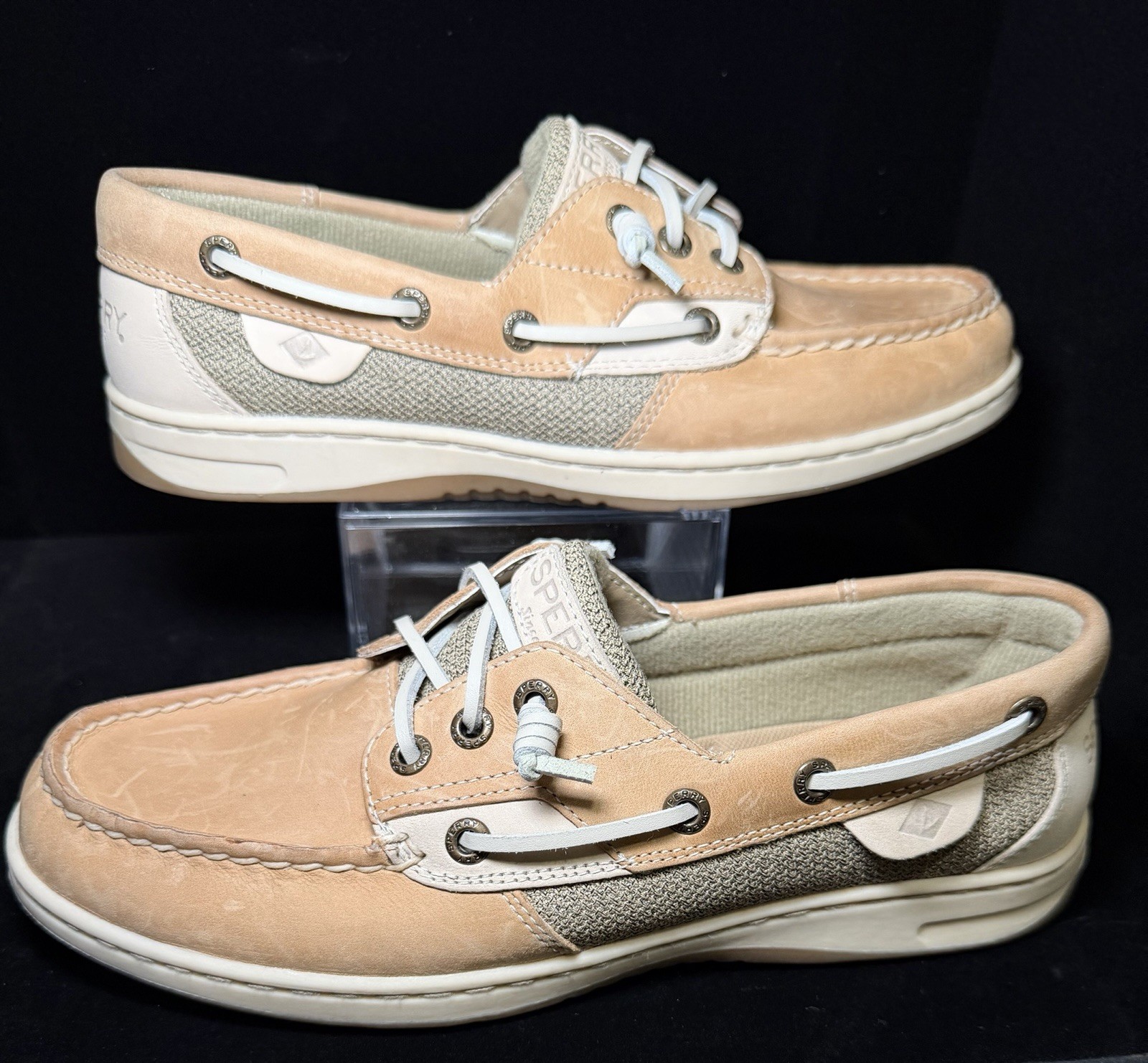 Sperry Women’s Koifish Linen Oats Boat Shoes – Tan – Size US 9- STS95589