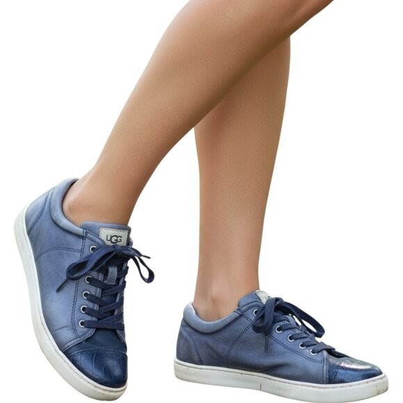 UGG Sneakers Womens 8 Blue Suede Low Top Casual Comfort Walking Travel Shoes