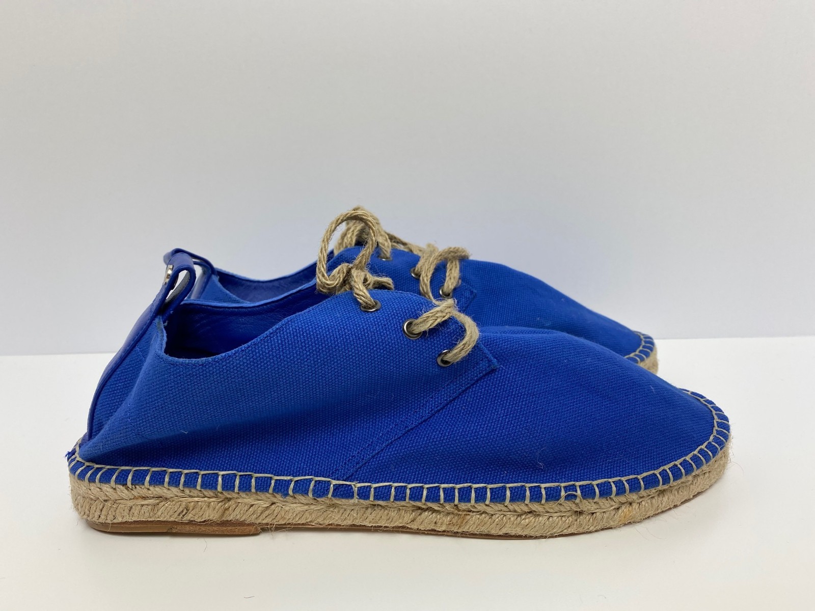 Hermes Espadrilles Hightop Canvas Electric Blue Size 39EU 5UK 6US
