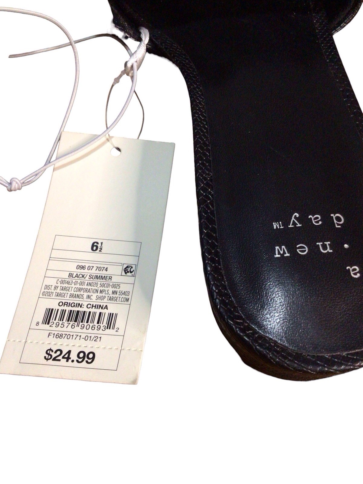 A New Day Women’s Summer Slide Alligator Textured Sandals Black Shoes Size 6.5