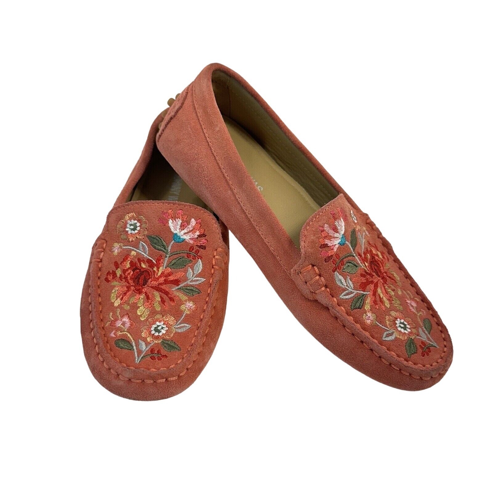 Womens Johnny Was Moccasin Shoes VIVIANA MOCASSIN Pink Suede Embroidered 6.5