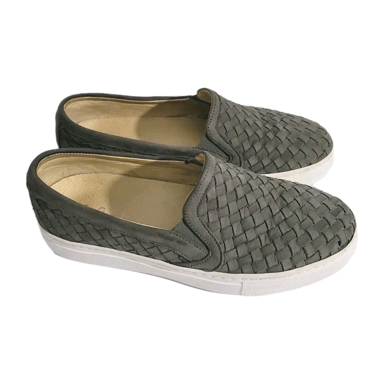 M GEMI The Cerchio Woven Leather Slip On Shoes Gray 36.5 US 6.5