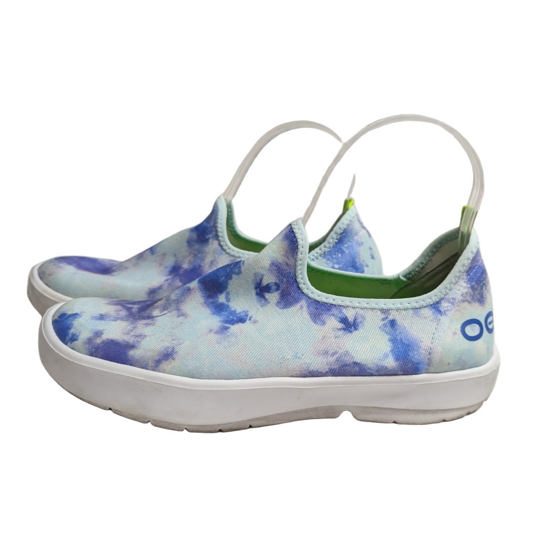 OOFOS OOmg Eezee Low Women Blue Tie-Dye Casual Slip-On Recovery Shoes Size 8.5