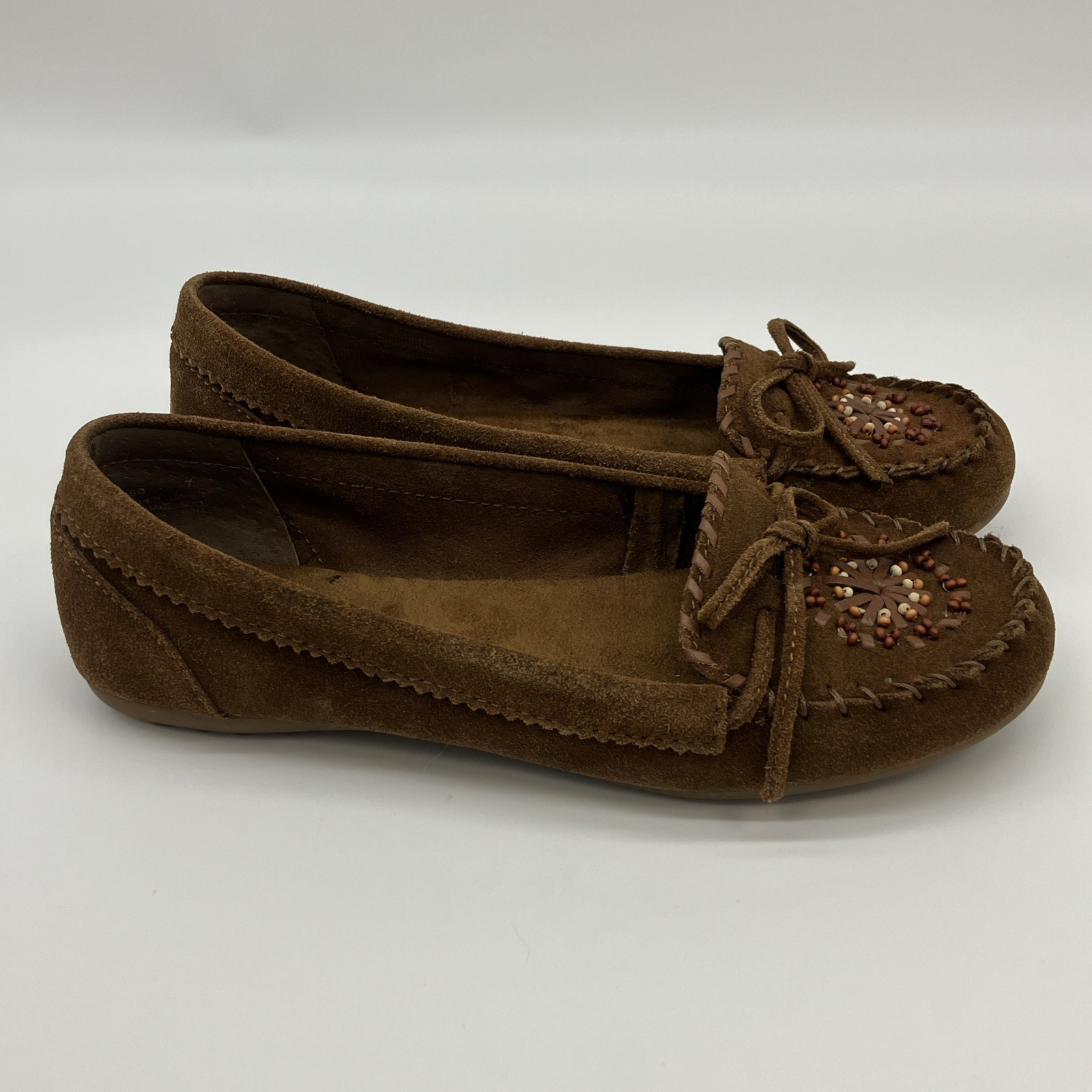 Minnetonka Moccasins Womens Flats Brown Suede 7 Shoes Boho Hippie Western