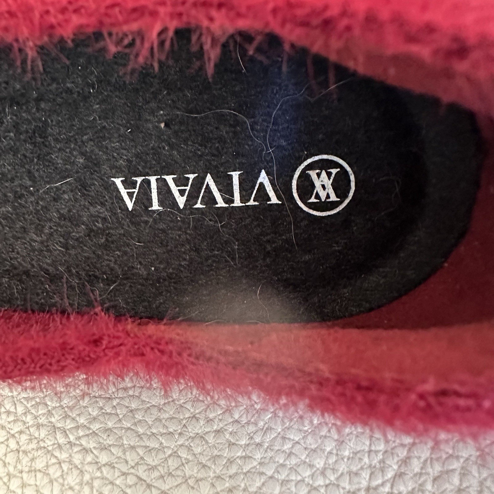 Vivaia Square Toe Recycled Mink K Faux Fur Flats Margot 2.0 Maroon 35.5 US 5.5