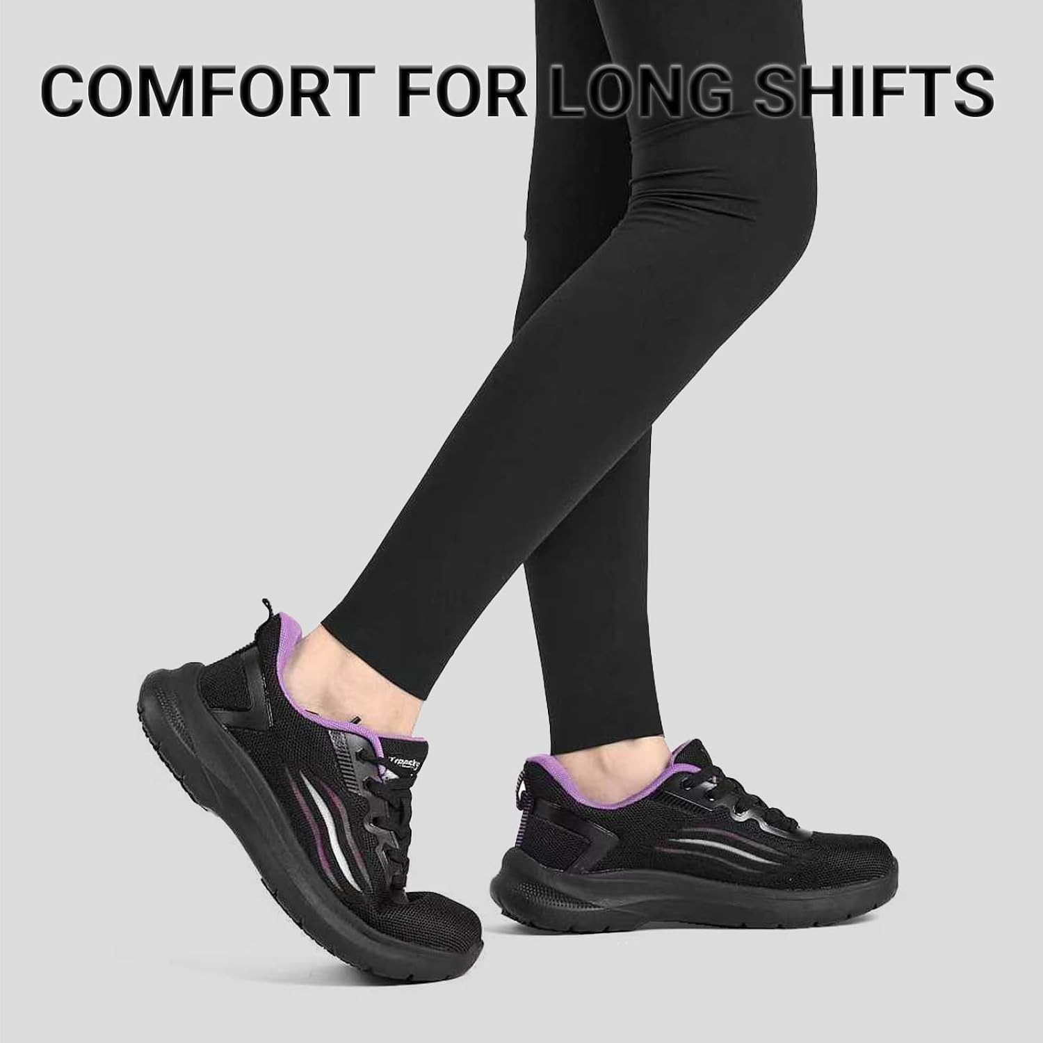 Women’s Non Slip Work Shoes Slip Resistant Kitchen Nurse Sneaker Lace Up Black