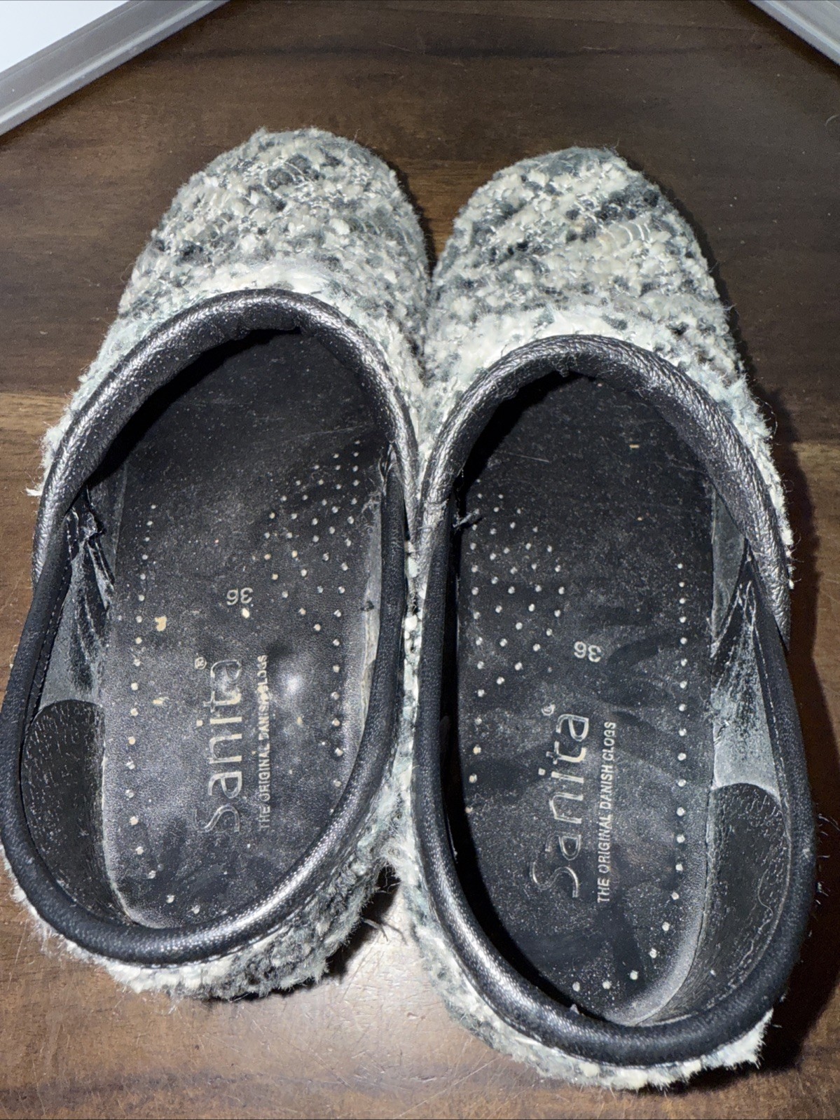 Sanita Danish Design Vegan Gray Cloth Clogs Shoes Women’s UK 36 US 4.5-5 See Pic