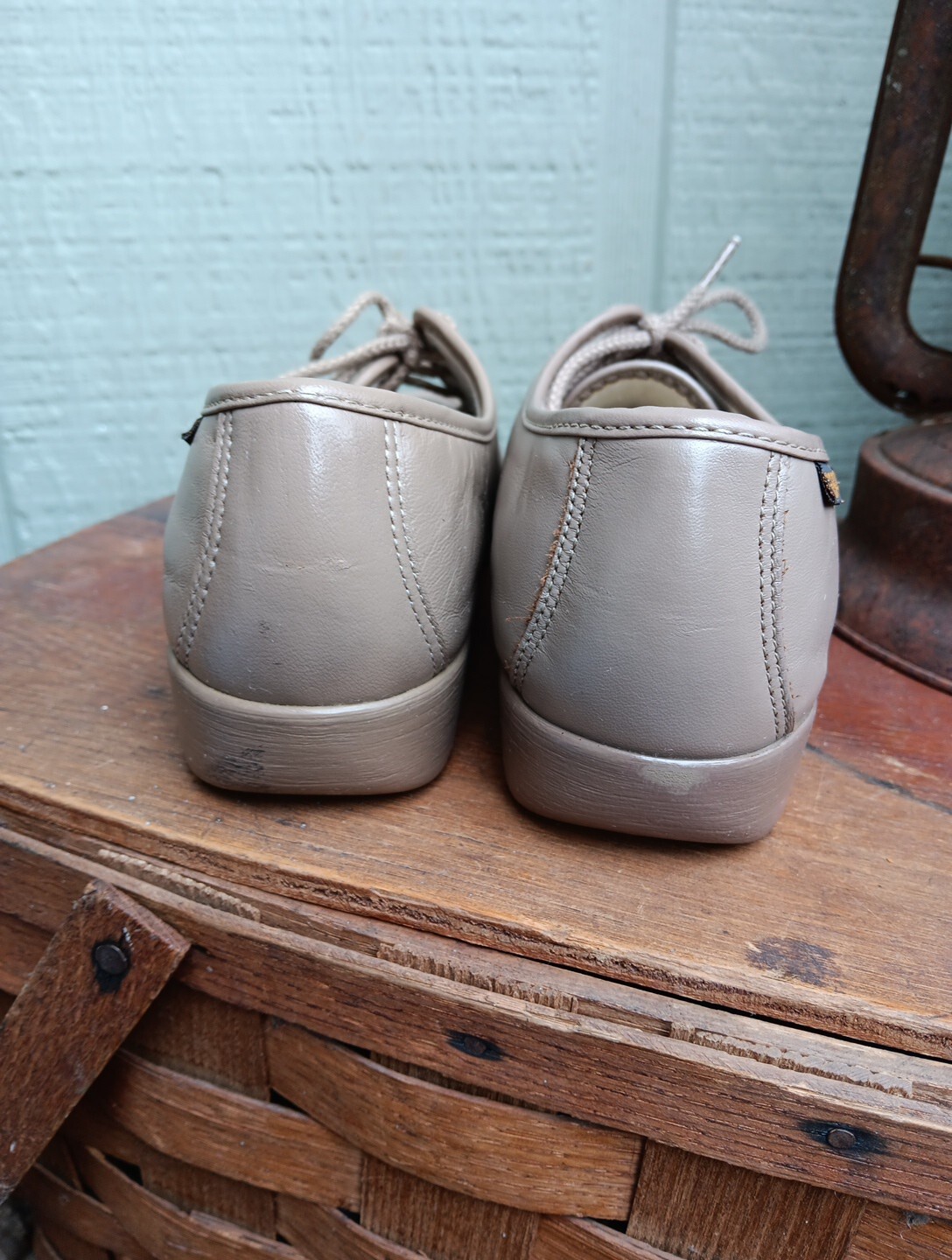 SAS Womens 10N Taupe Leather Lace-Up Shoes Siesta Comfort USA Grandma