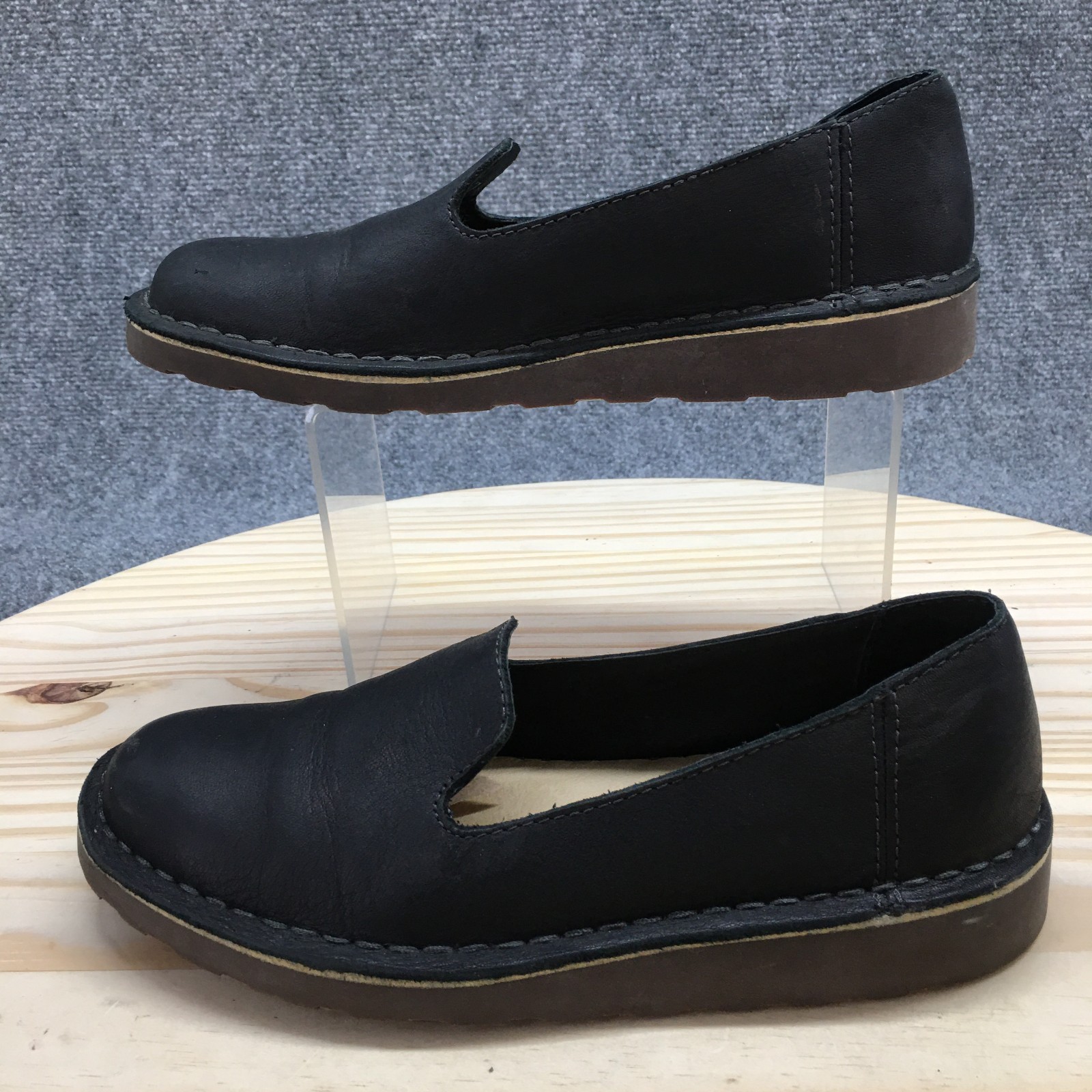 LL Bean Shoes Womens 7 M Stonington Slip On Loafers Black Leather Casual 507146