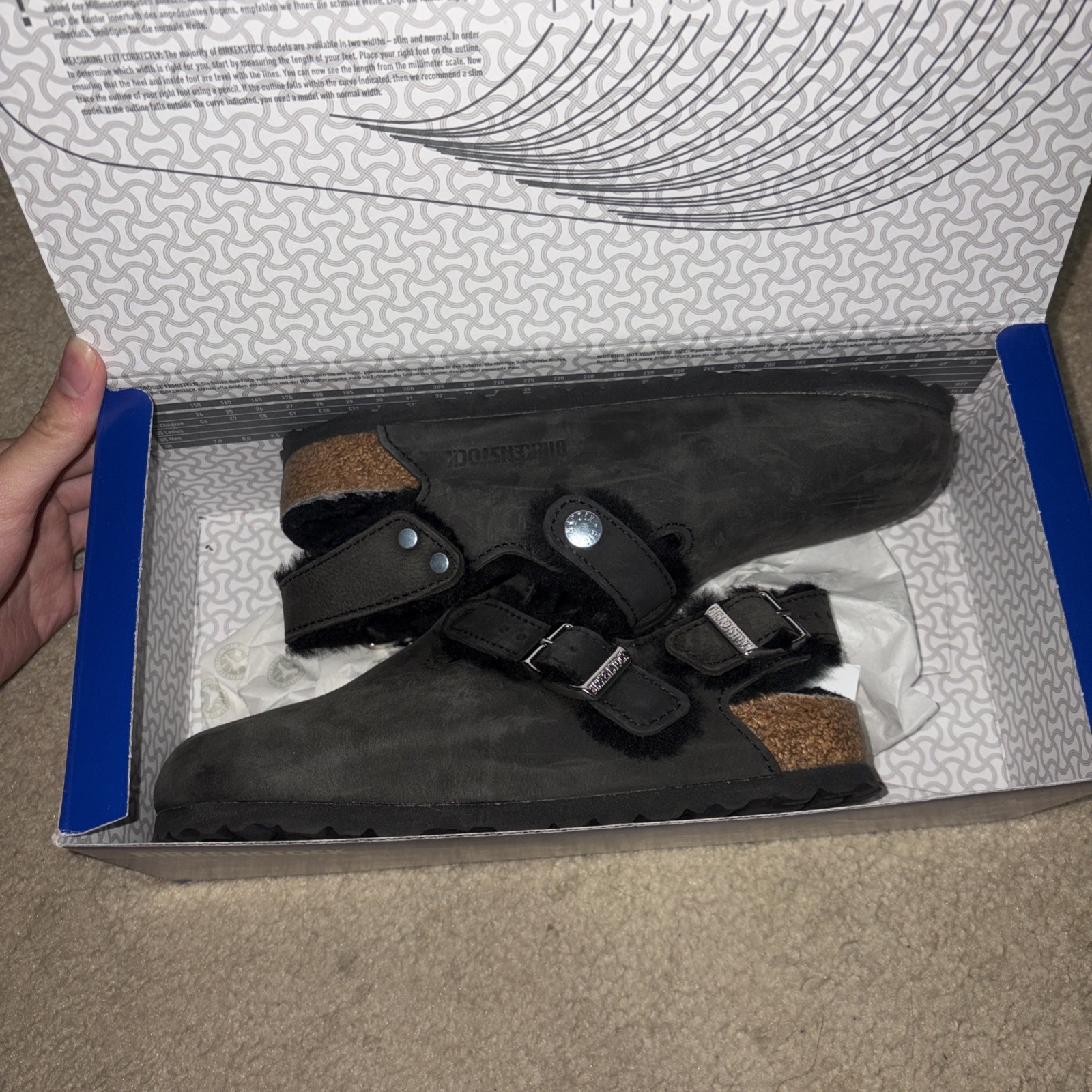 Birkenstock Tokio Shearling Black Natural Leather oiled clogs – US Women size 4