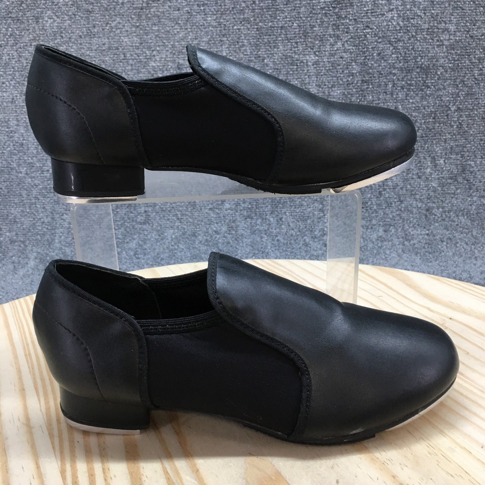 Weissman Shoes Womens 6.5 M Loafer Black Slip On Round Toe Block Heels Casual