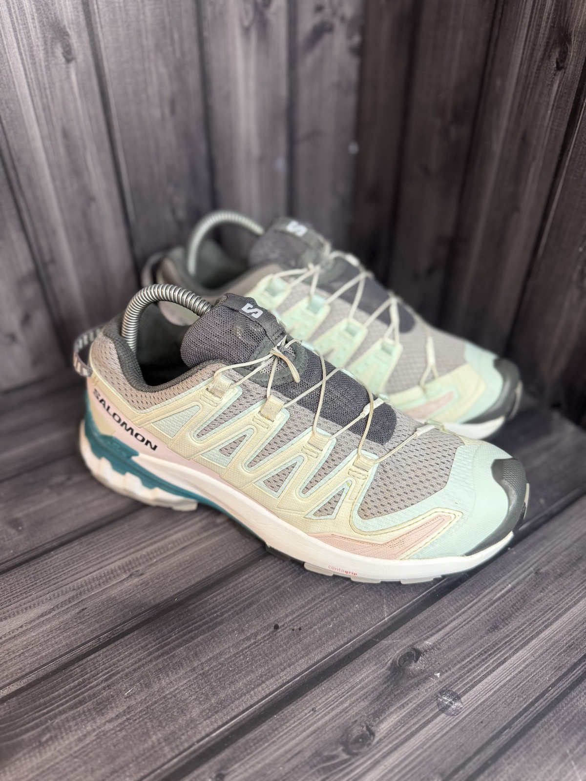 Salomon XA Pro 3D V9 W Gull White Bleached Aqua Trail Shoes US 7.5 EU 39 1/3