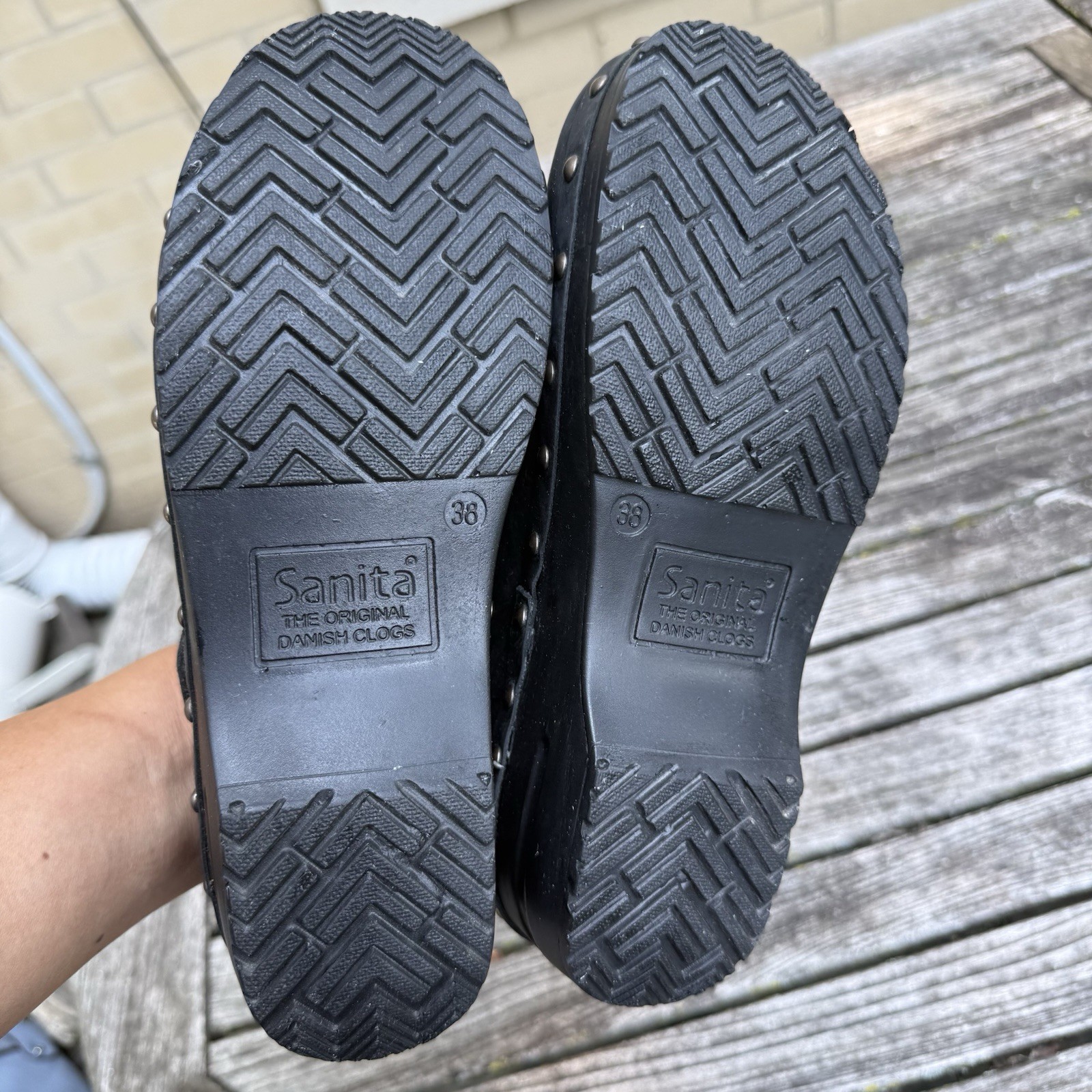 Sanita Original Danish Clogs Black Nubuck Adjustable Strap Comfort Shoes EU 38