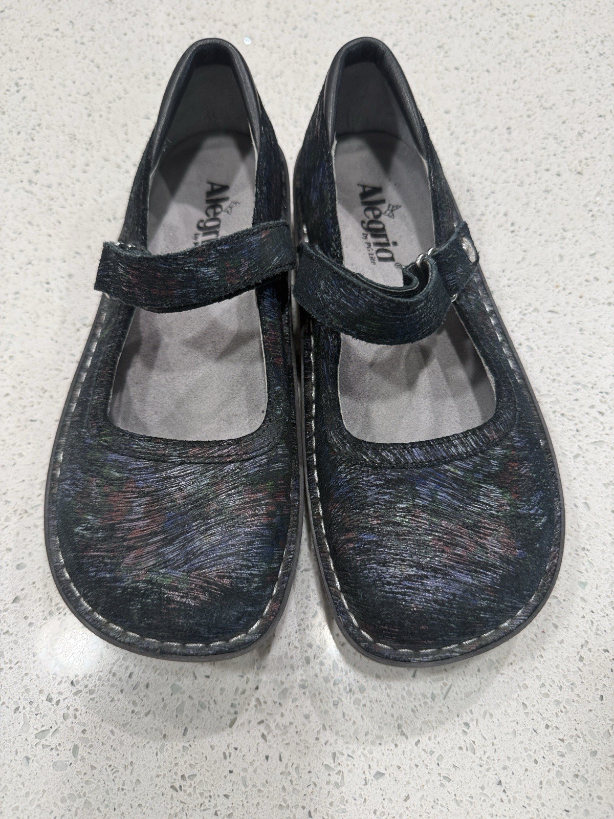 Alegria BEL-316 BEL-640 Black Multicolor Leather Mary Jane Shoes Women’s EU 38