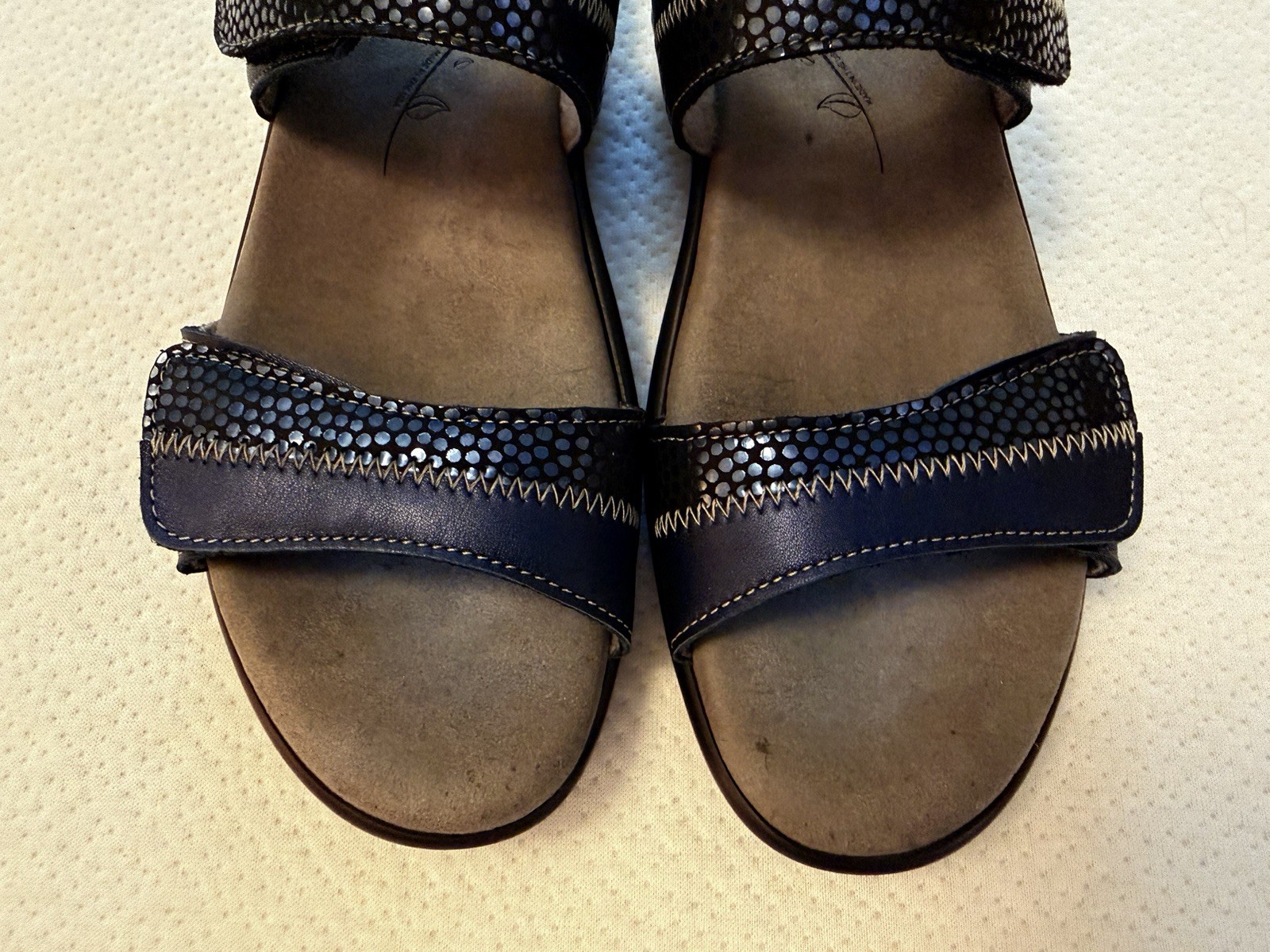 SAS Women’s Nudu Sandals 7N Navy Blue Adjustable Comfort Casual Leather USA Made