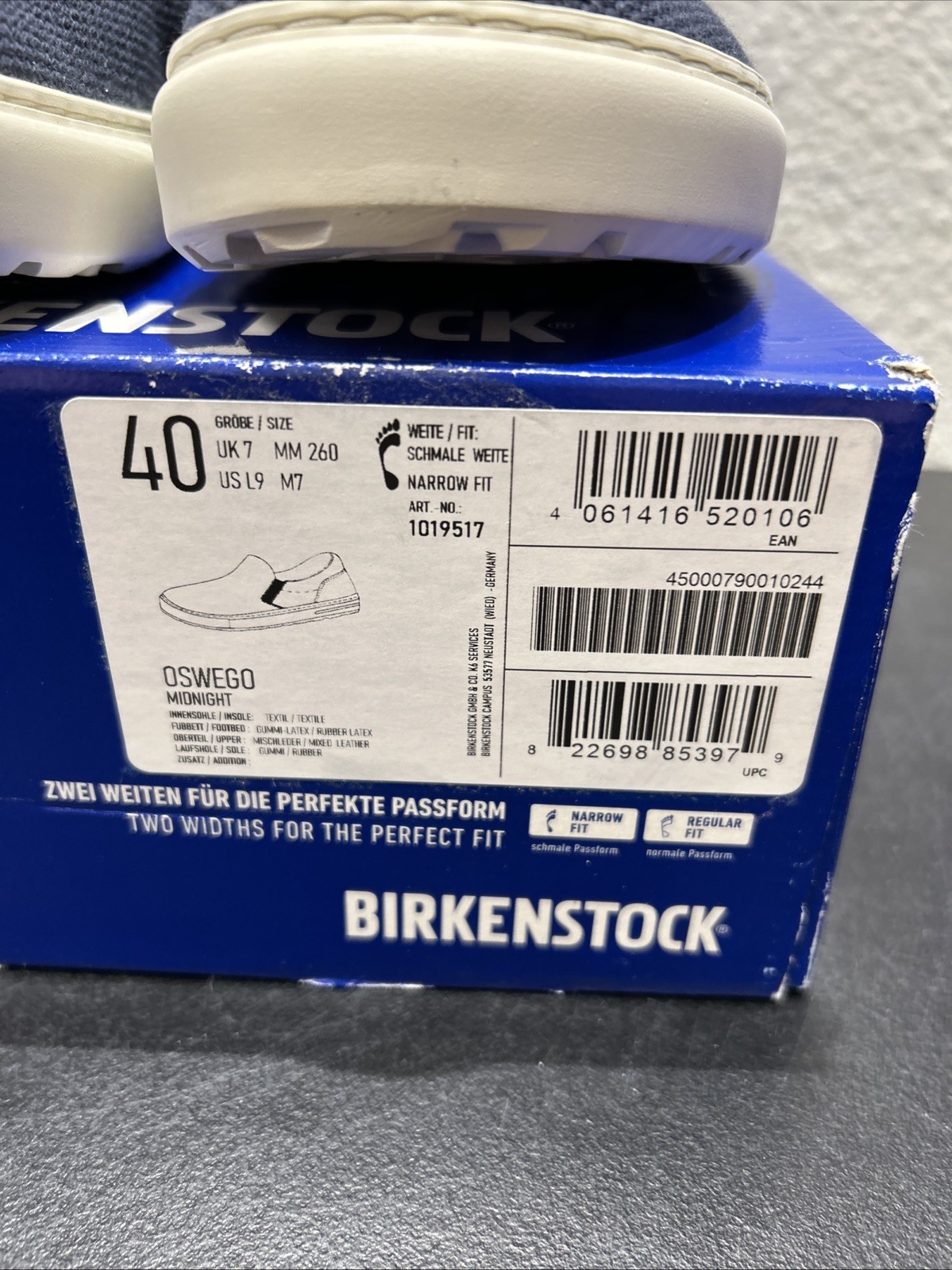Birkenstock Oswego EU 40 Slip ons Midnight W9 /M7 Narrow Fit Light Wear