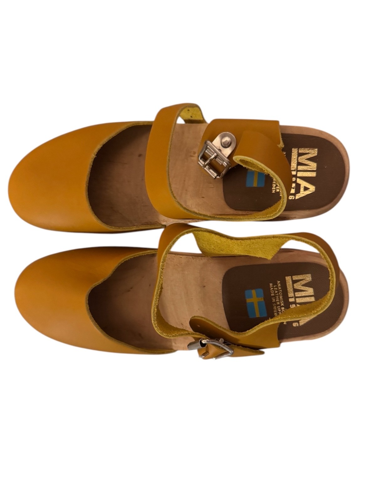 MIA Shoes Authentic Swedish Clogs Size 100M (US 10) Genuine Leather & Alder Wood