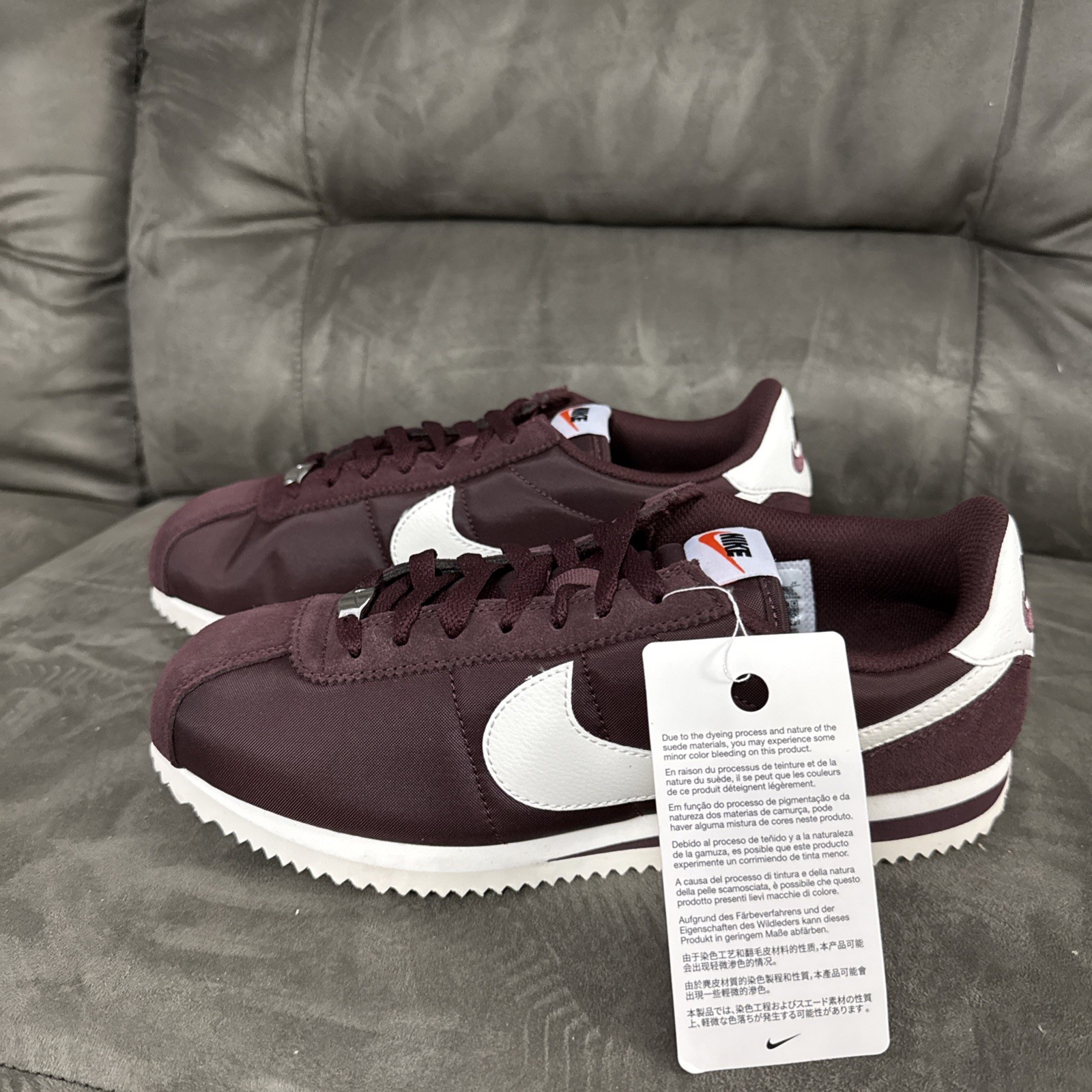 Nike Cortez Textile Shoes Burgundy Crush/Sail DZ2795-605 Size W10/M8.5
