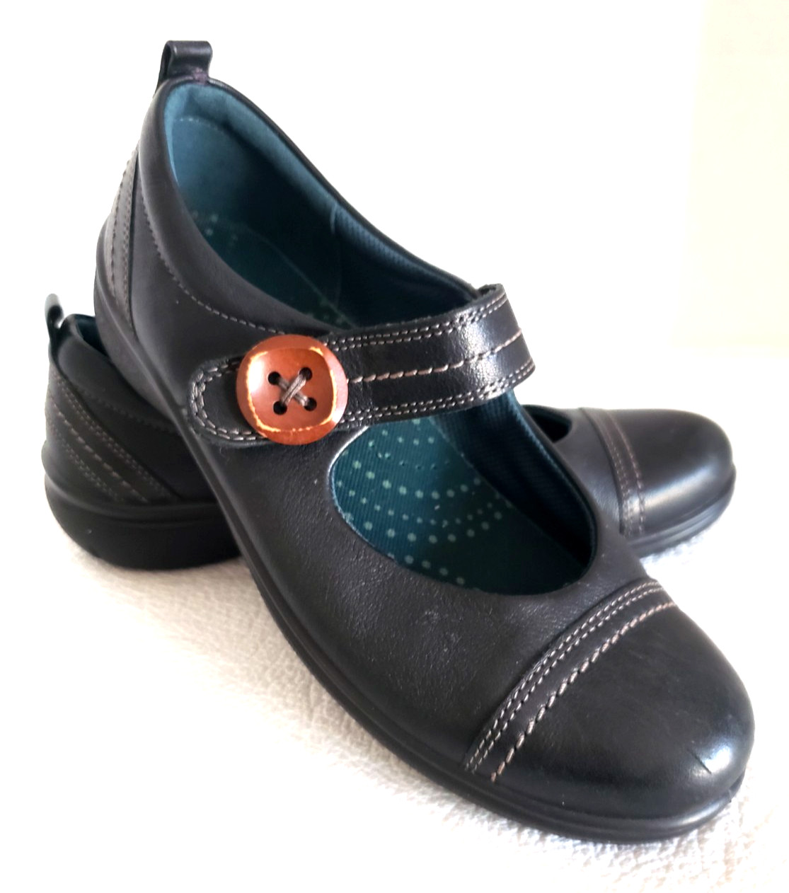 ECCO Glebe Black Leather Mary Jane Comfort Shoes Size 8-8.5 NEW